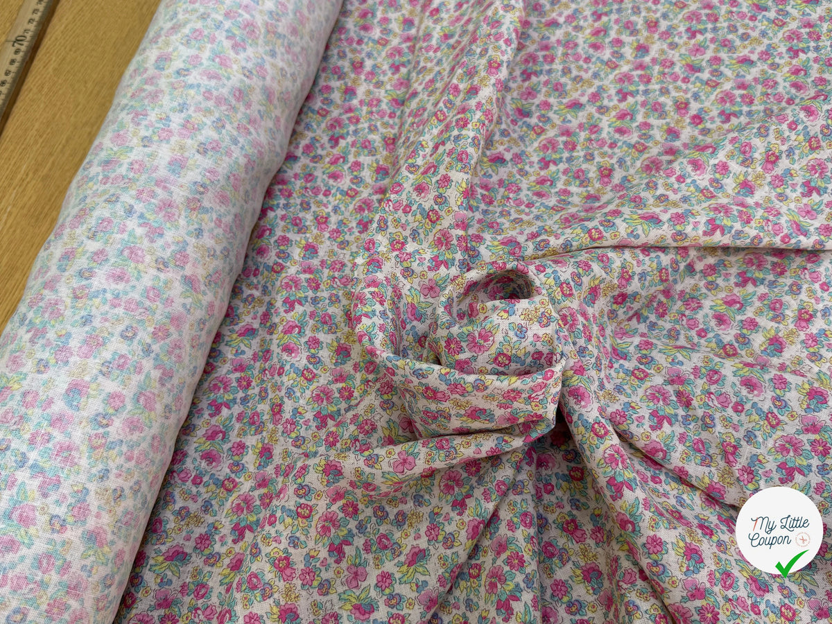 LIN VISCOSE DOUCE FLUIDE ESPRIT LIBERTY JOLIES PETITES FLEURS MULTICO 65% LIN - My Little Coupon