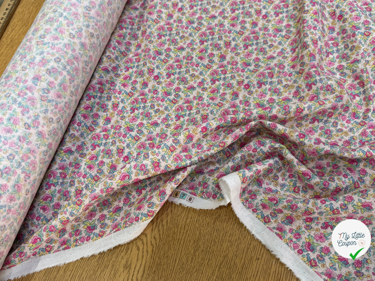 LIN VISCOSE DOUCE FLUIDE ESPRIT LIBERTY JOLIES PETITES FLEURS MULTICO 65% LIN - My Little Coupon