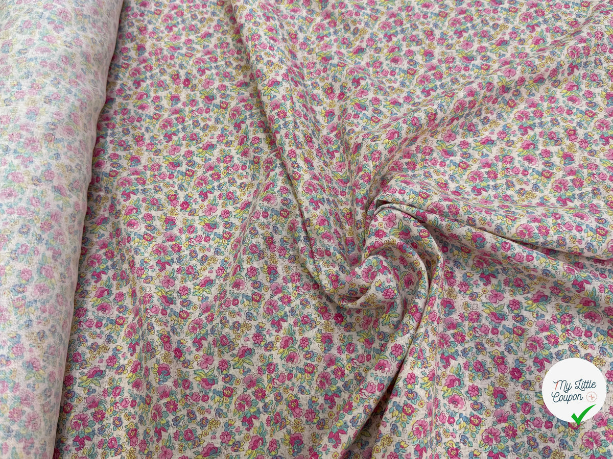 LIN VISCOSE DOUCE FLUIDE ESPRIT LIBERTY JOLIES PETITES FLEURS MULTICO 65% LIN - My Little Coupon