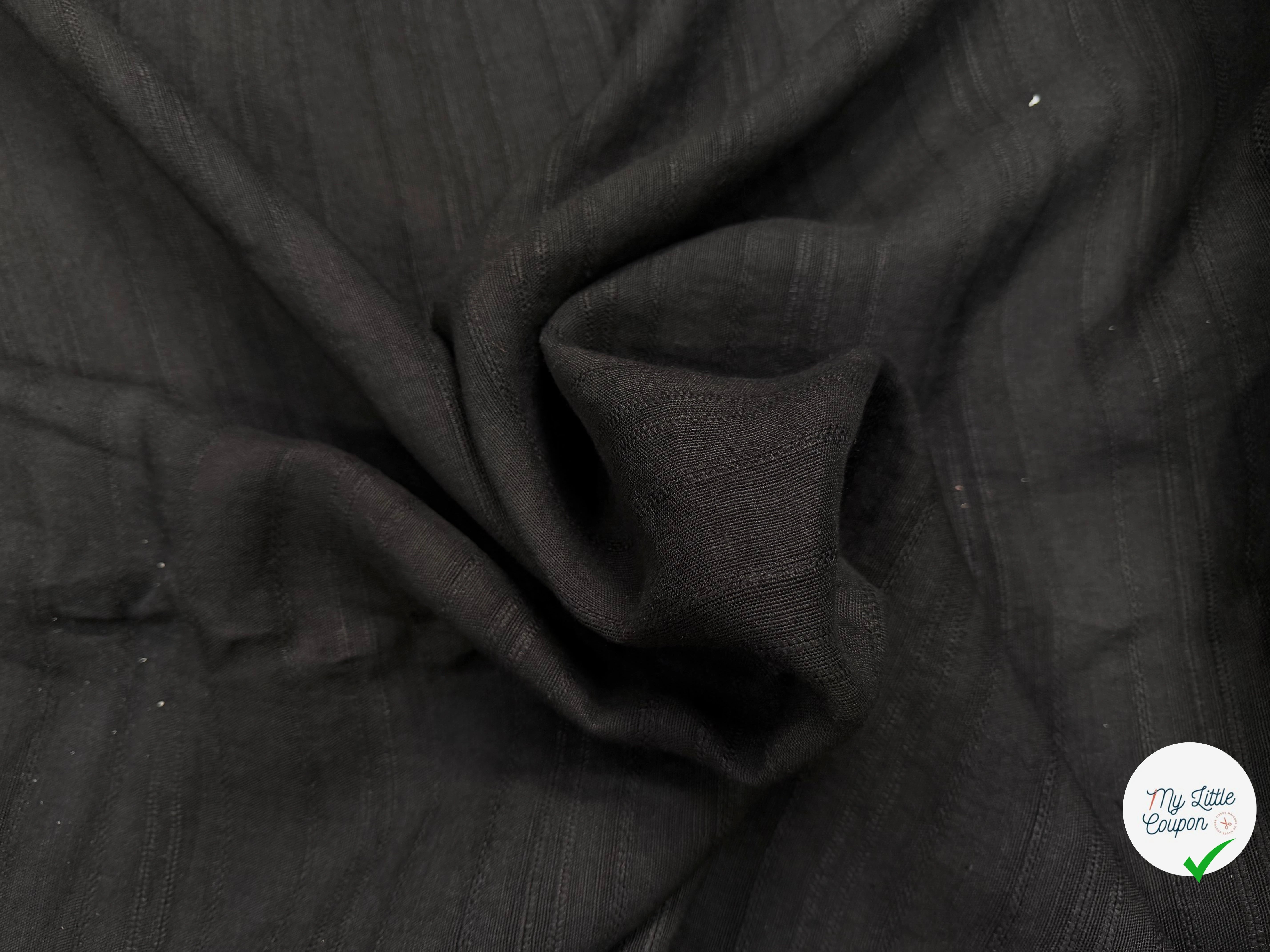 LIN VISCOSE NOIR SUPERBE TENUE RAYURES - My Little Coupon
