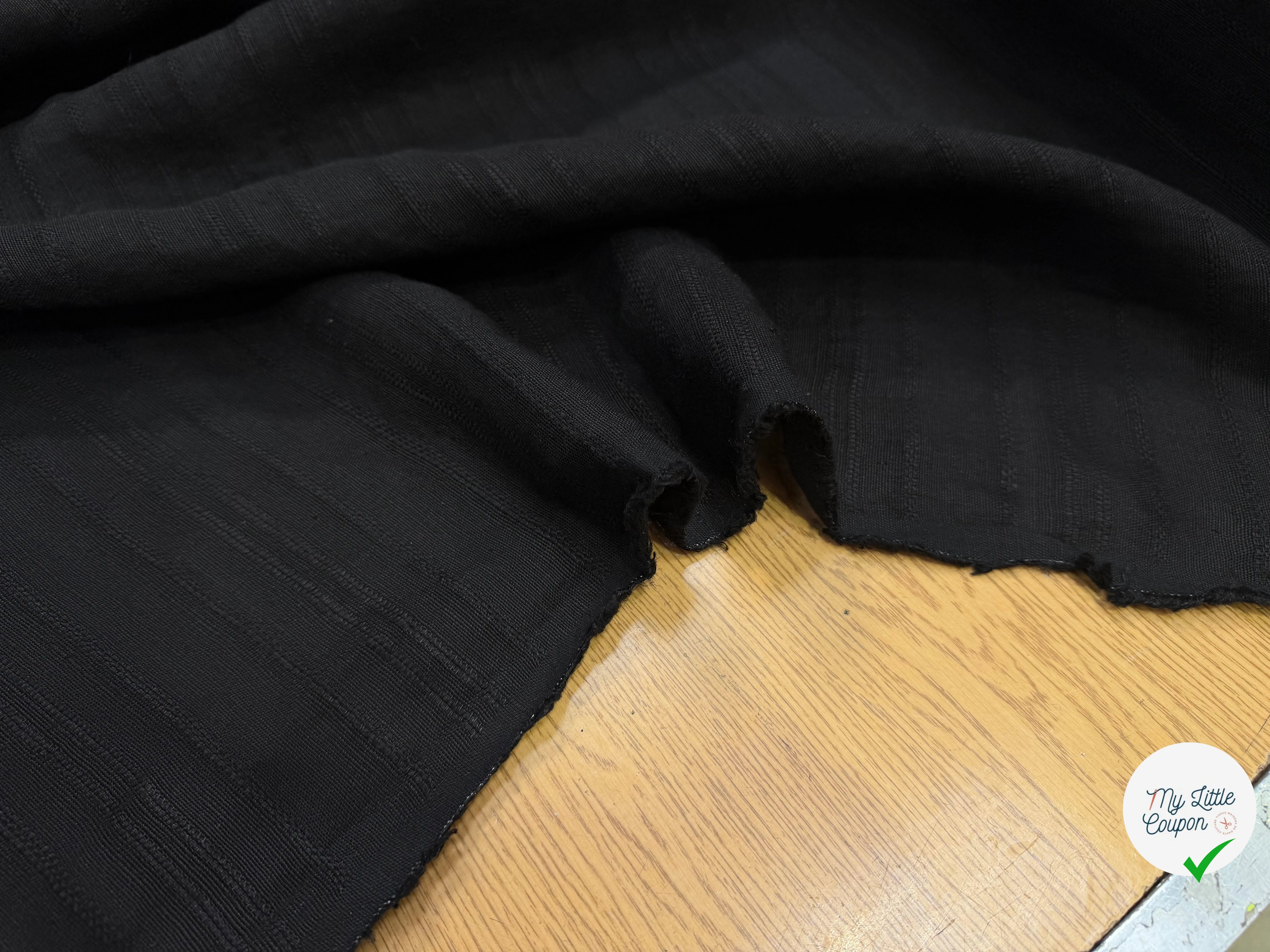 LIN VISCOSE NOIR SUPERBE TENUE RAYURES - My Little Coupon