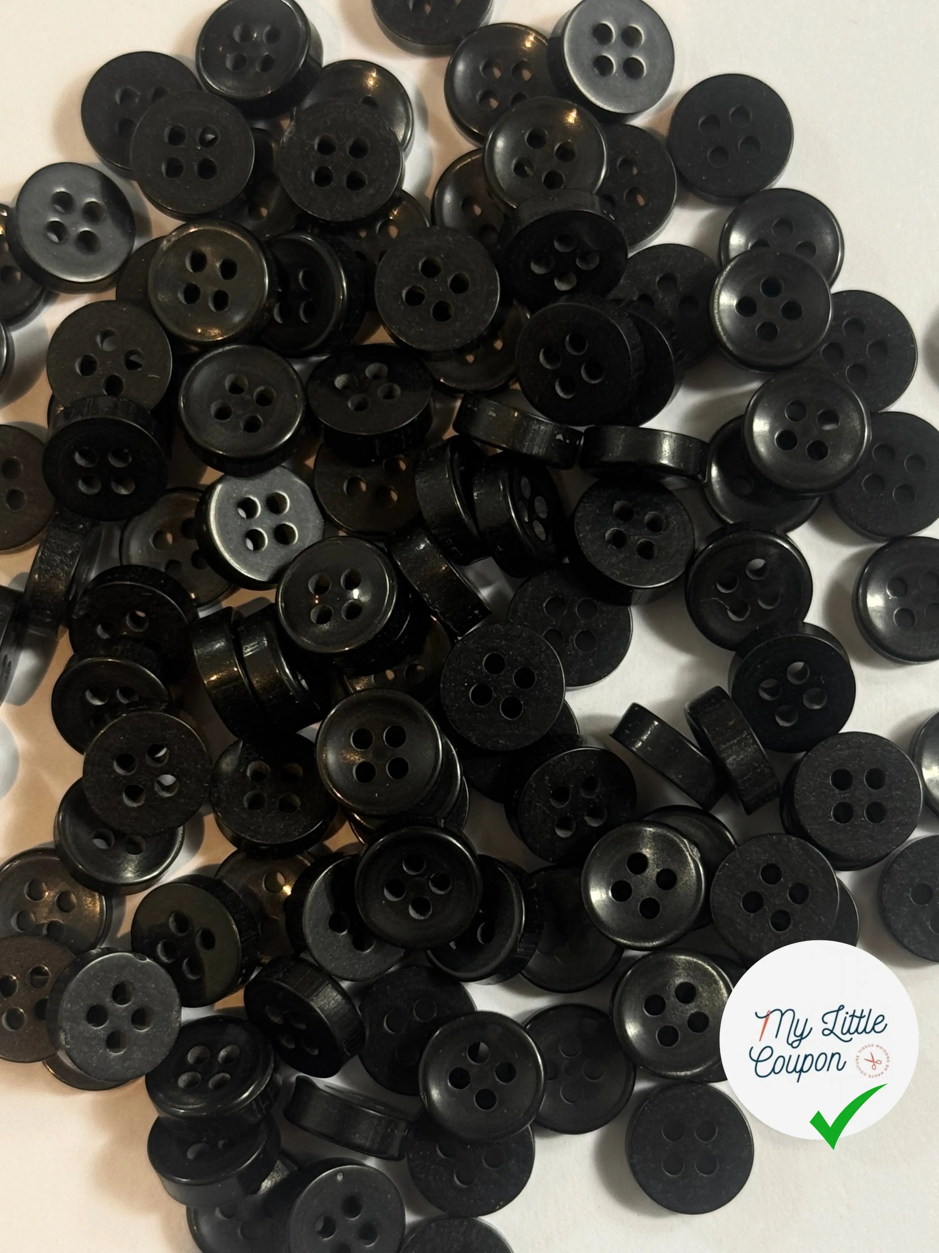 LOT DE 10 BOUTONS NOIR A 4 TROUS 9MM - My Little Coupon
