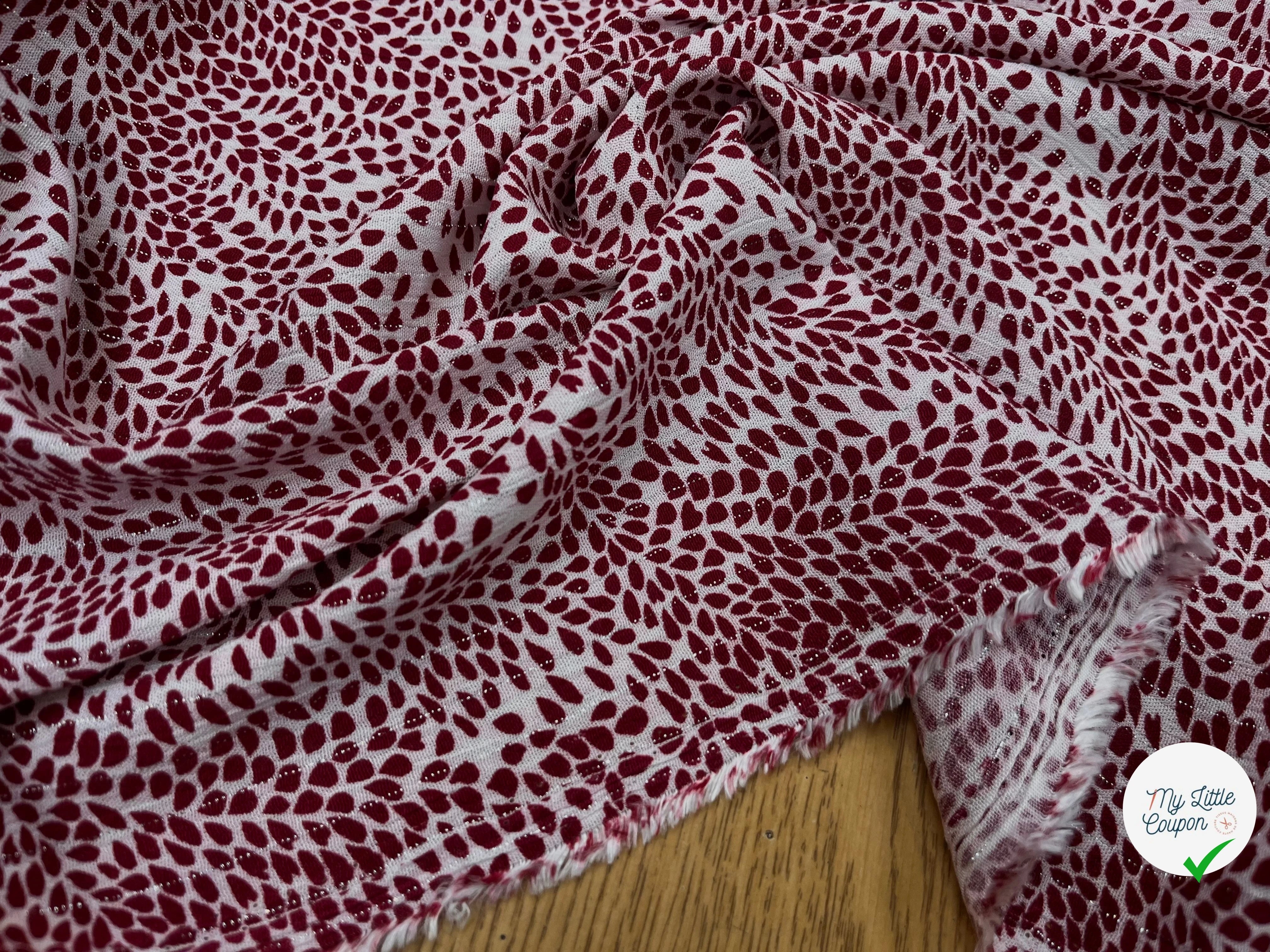 LUREX YORYU FOND BLANC FEUILLE ROUGE - My Little Coupon