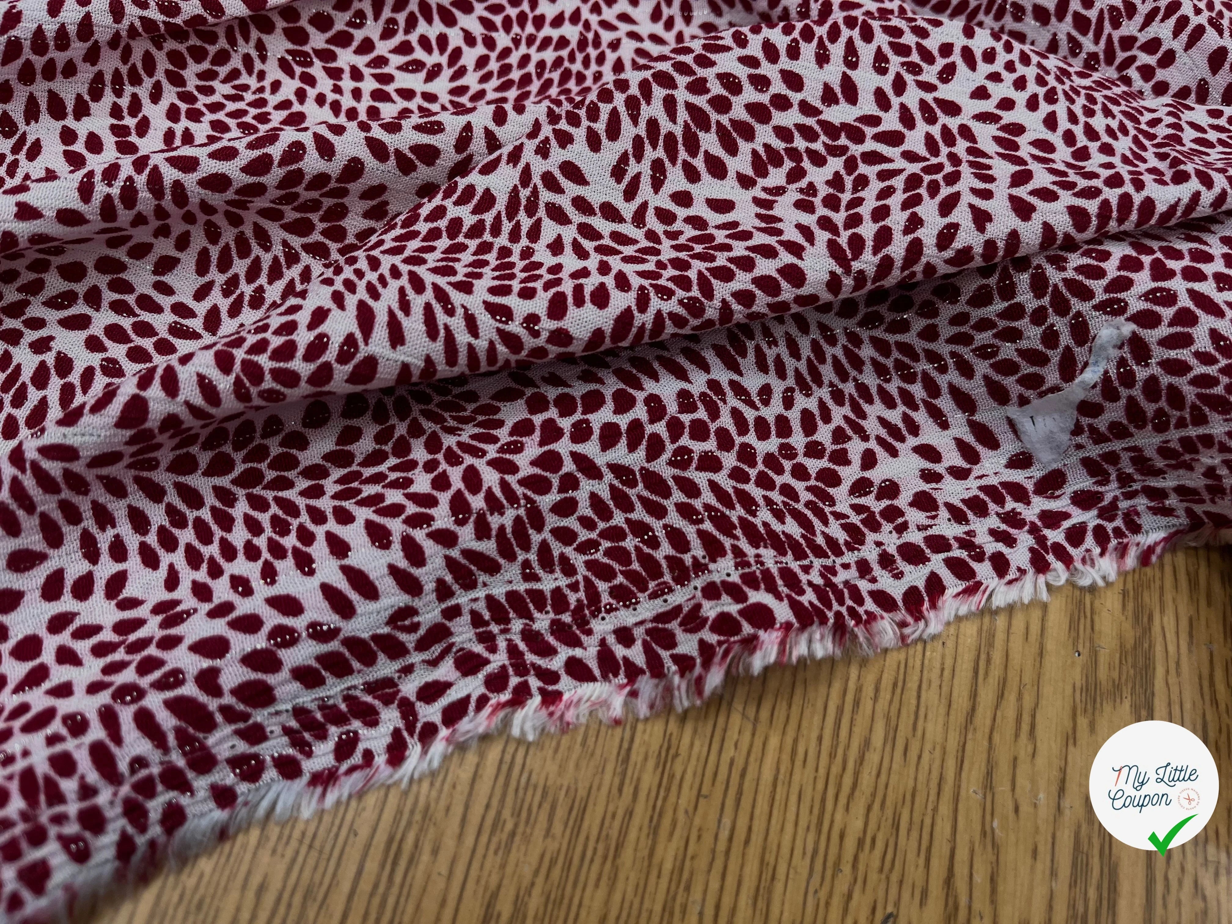 LUREX YORYU FOND BLANC FEUILLE ROUGE - My Little Coupon