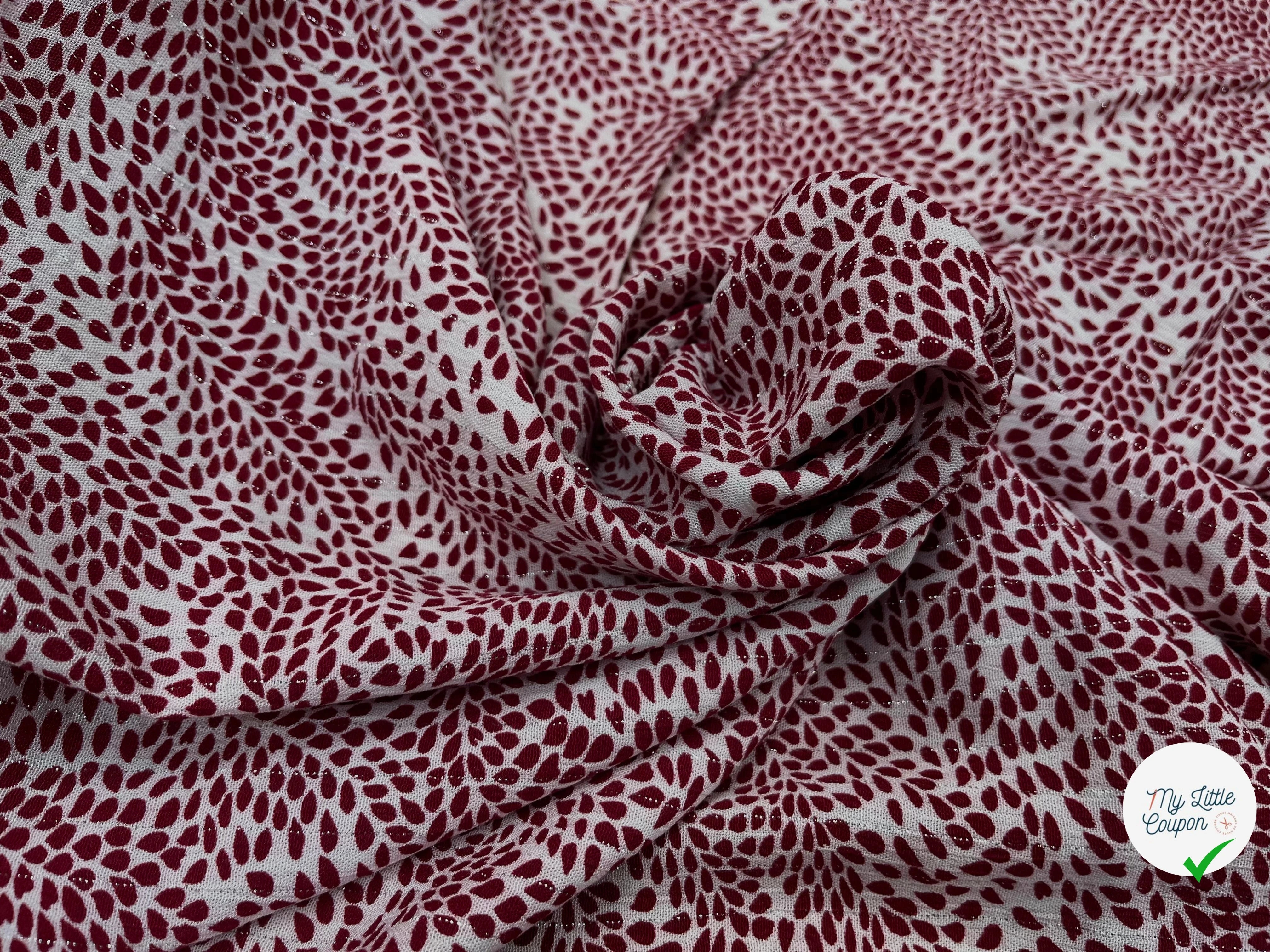 LUREX YORYU FOND BLANC FEUILLE ROUGE - My Little Coupon