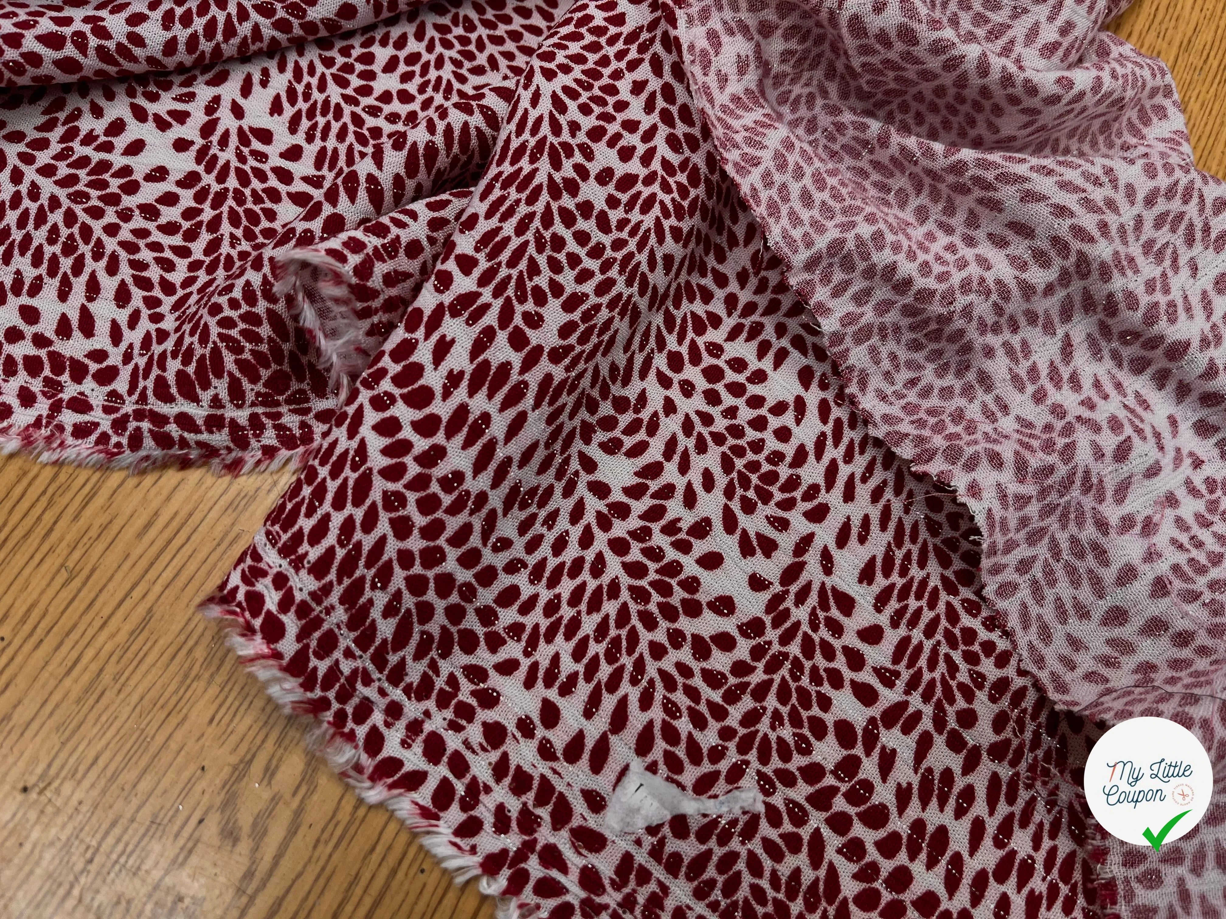 LUREX YORYU FOND BLANC FEUILLE ROUGE - My Little Coupon
