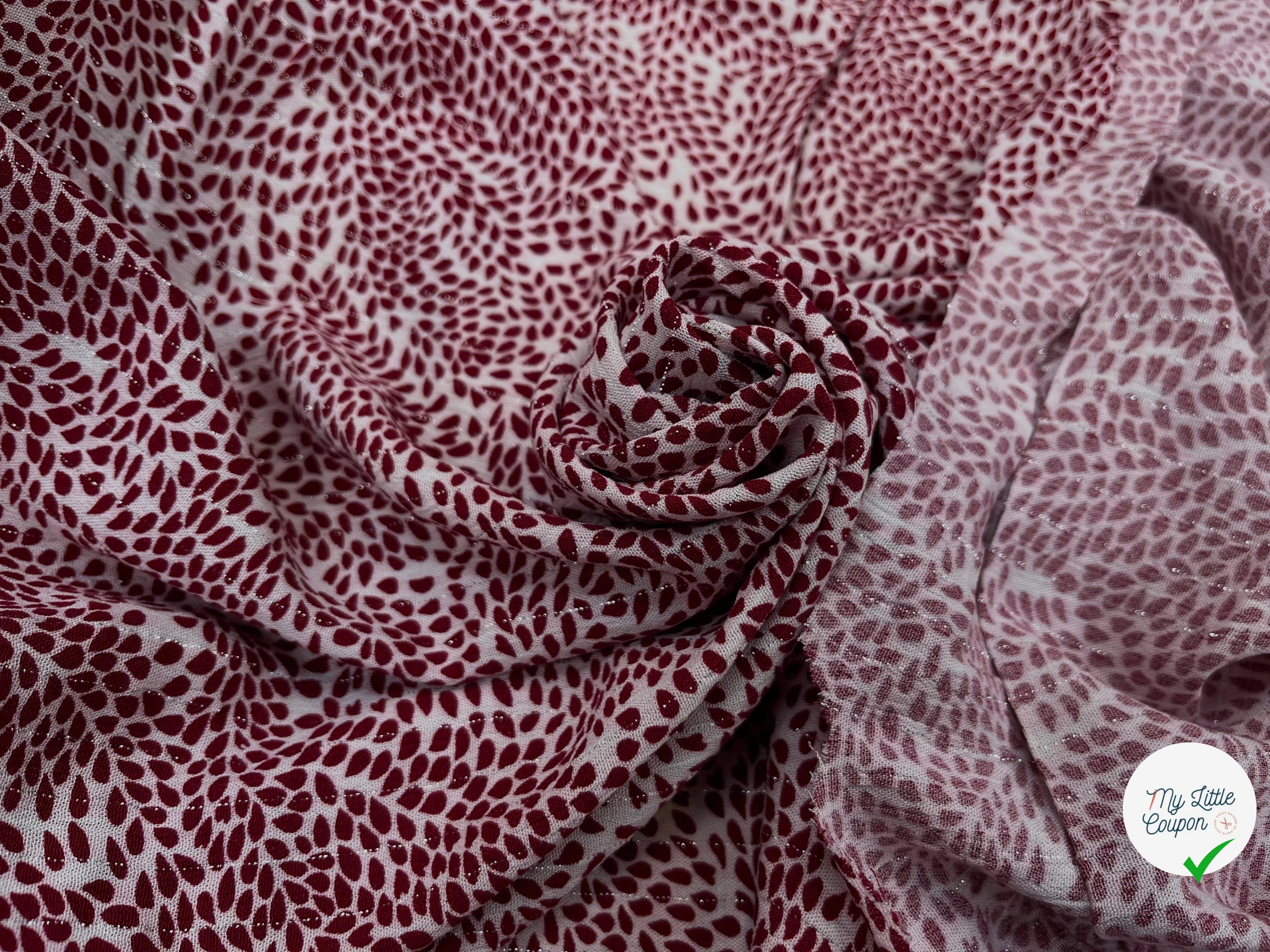 LUREX YORYU FOND BLANC FEUILLE ROUGE - My Little Coupon