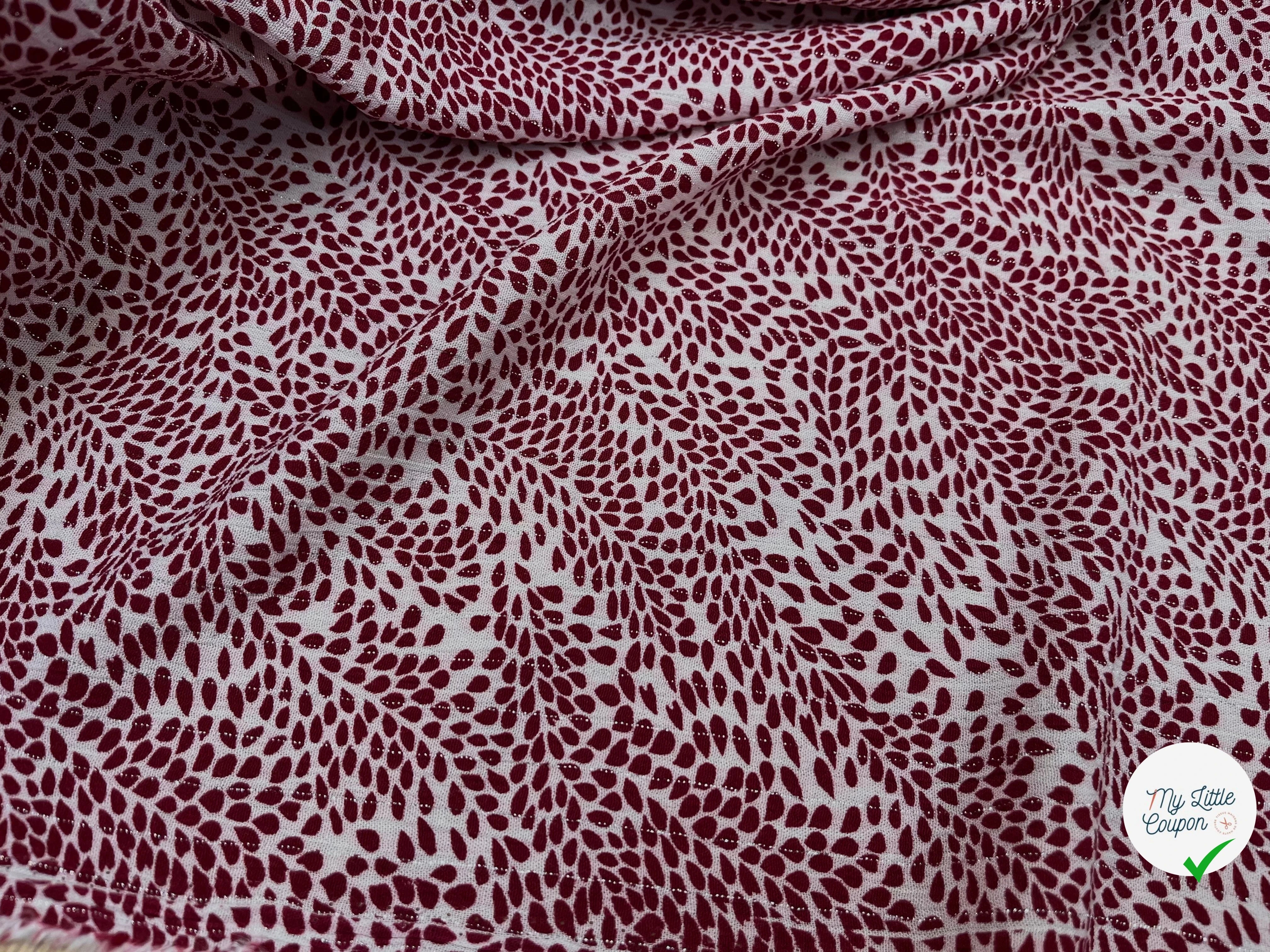LUREX YORYU FOND BLANC FEUILLE ROUGE - My Little Coupon