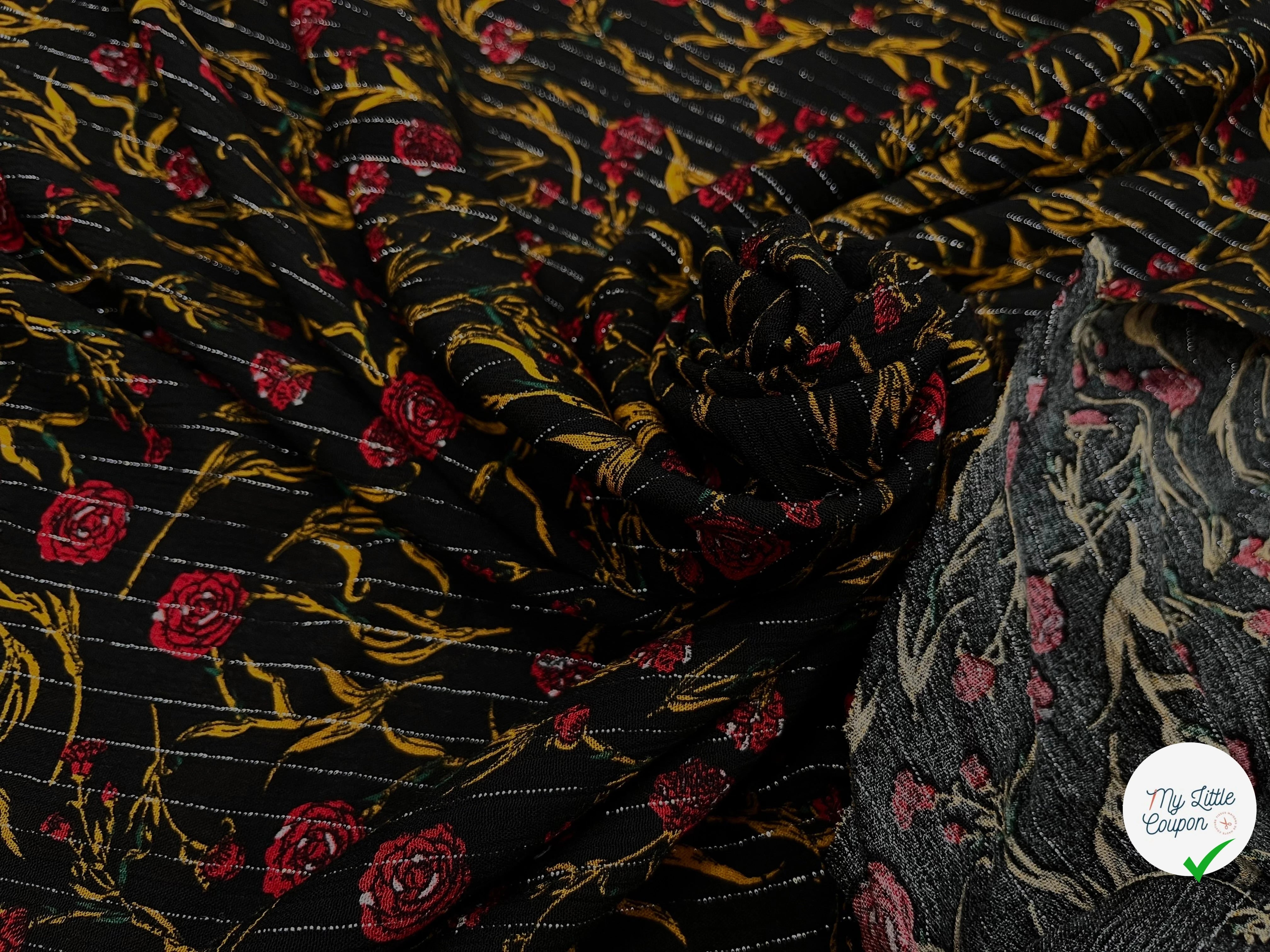 LUREX YORYU FOND NOIR ROSE ROUGE - My Little Coupon