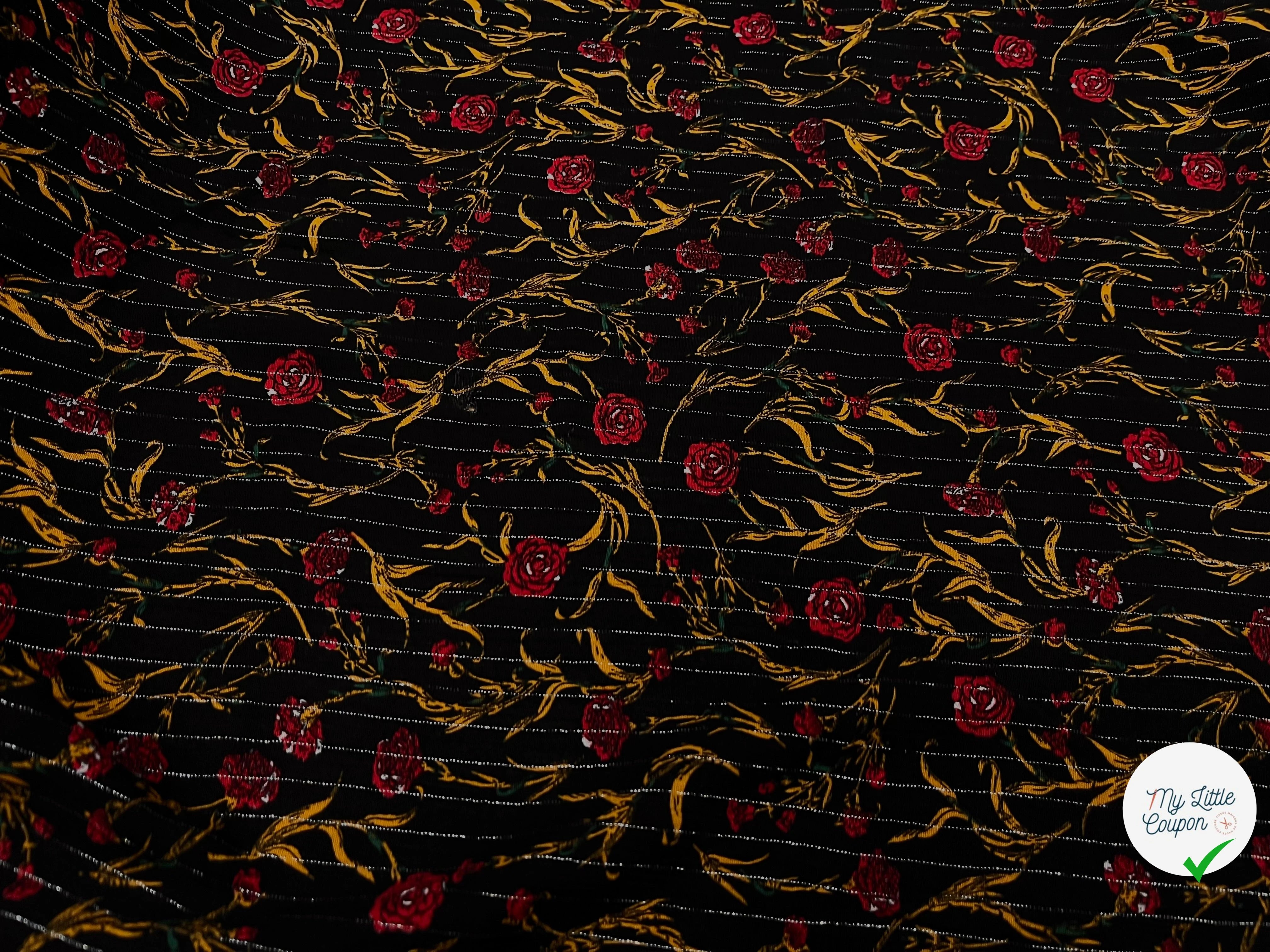 LUREX YORYU FOND NOIR ROSE ROUGE - My Little Coupon