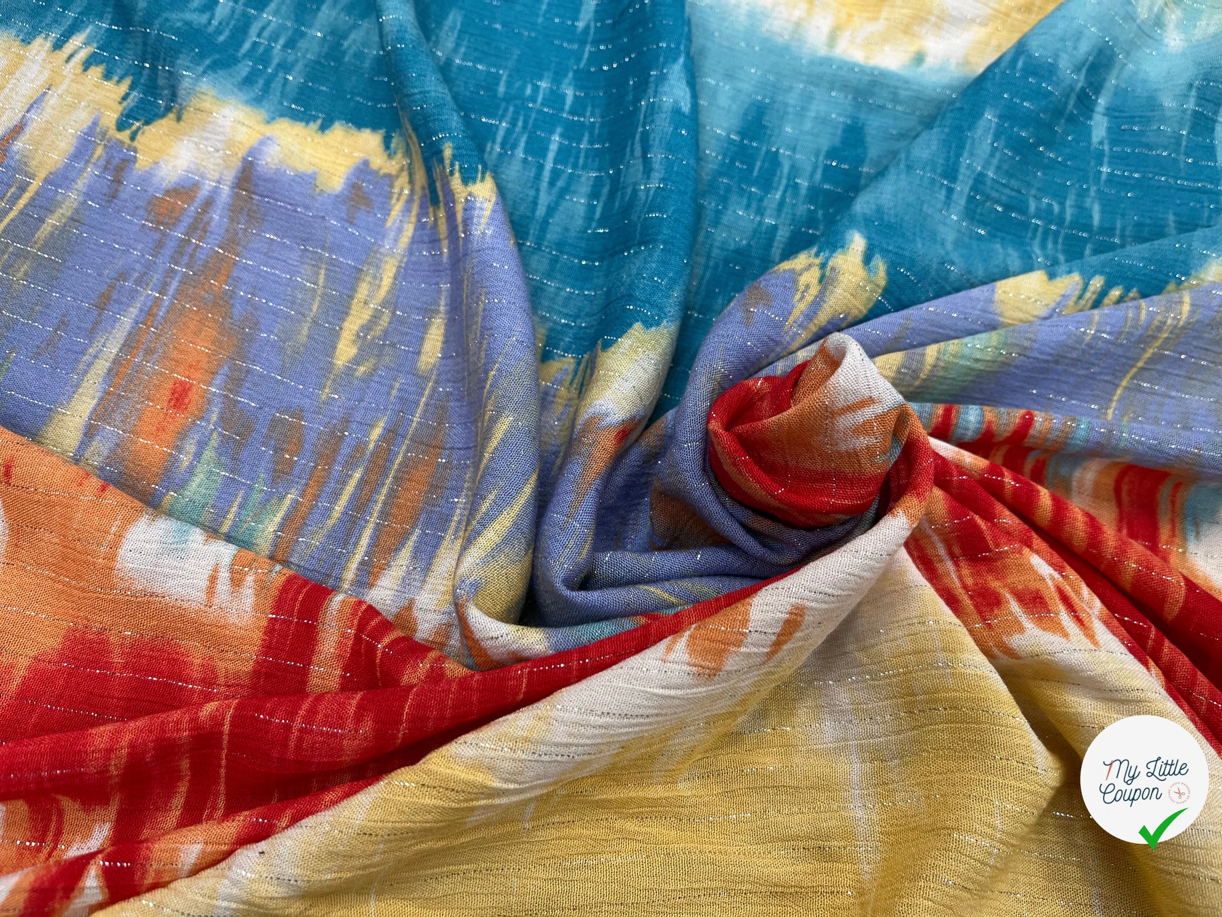 LUREX YORYU TIE AND DYE MULTICOLORS BLEU/ROUGE/BEIGE - My Little Coupon