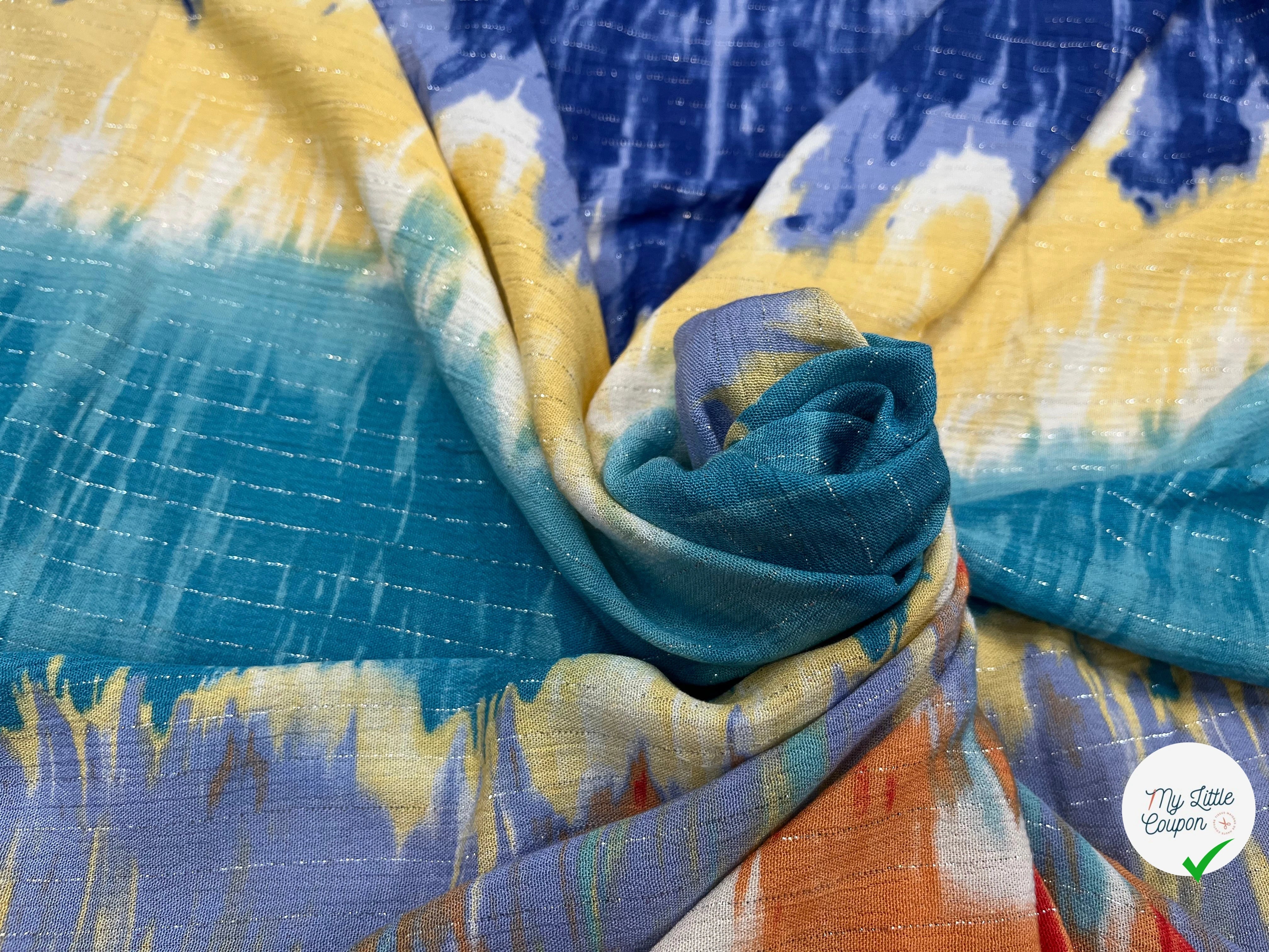 LUREX YORYU TIE AND DYE MULTICOLORS BLEU/ROUGE/BEIGE - My Little Coupon