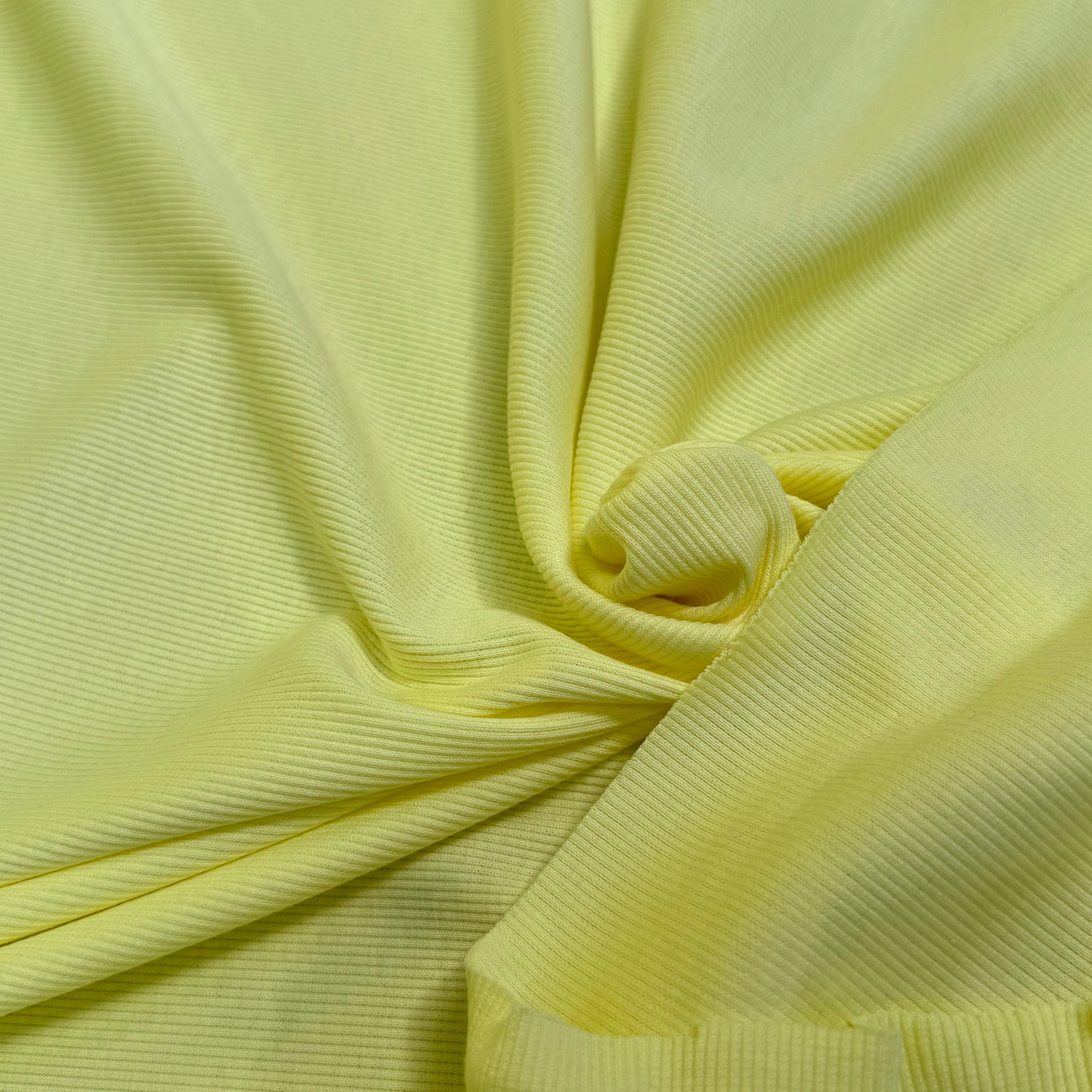 MAILLE CÔTE 1X1 STRETCH JAUNE LEMON - My Little Coupon