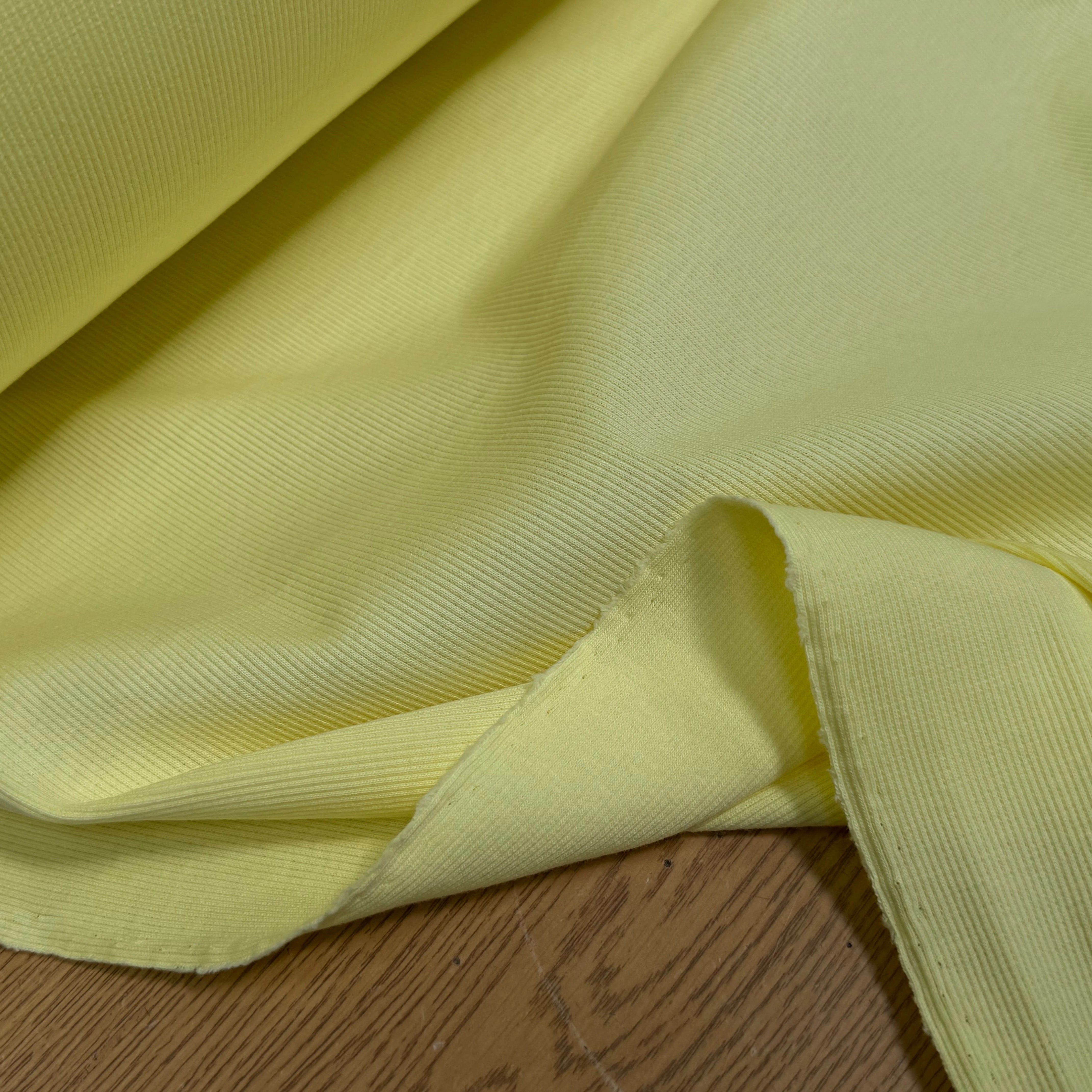 MAILLE CÔTE 1X1 STRETCH JAUNE LEMON - My Little Coupon