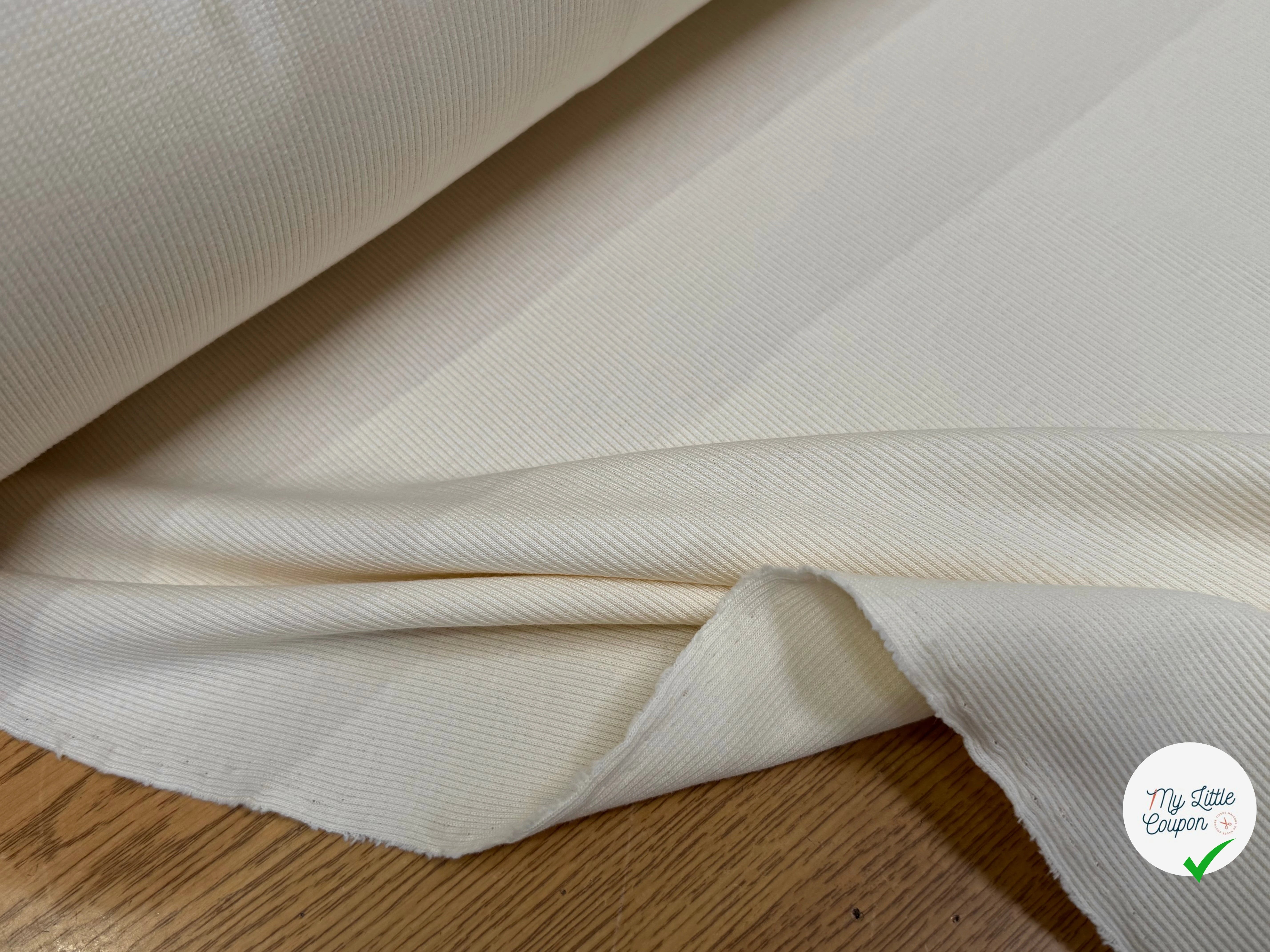 MAILLE COTON CÔTE 1X1 STRETCH COULEUR NATURELLE - My Little Coupon