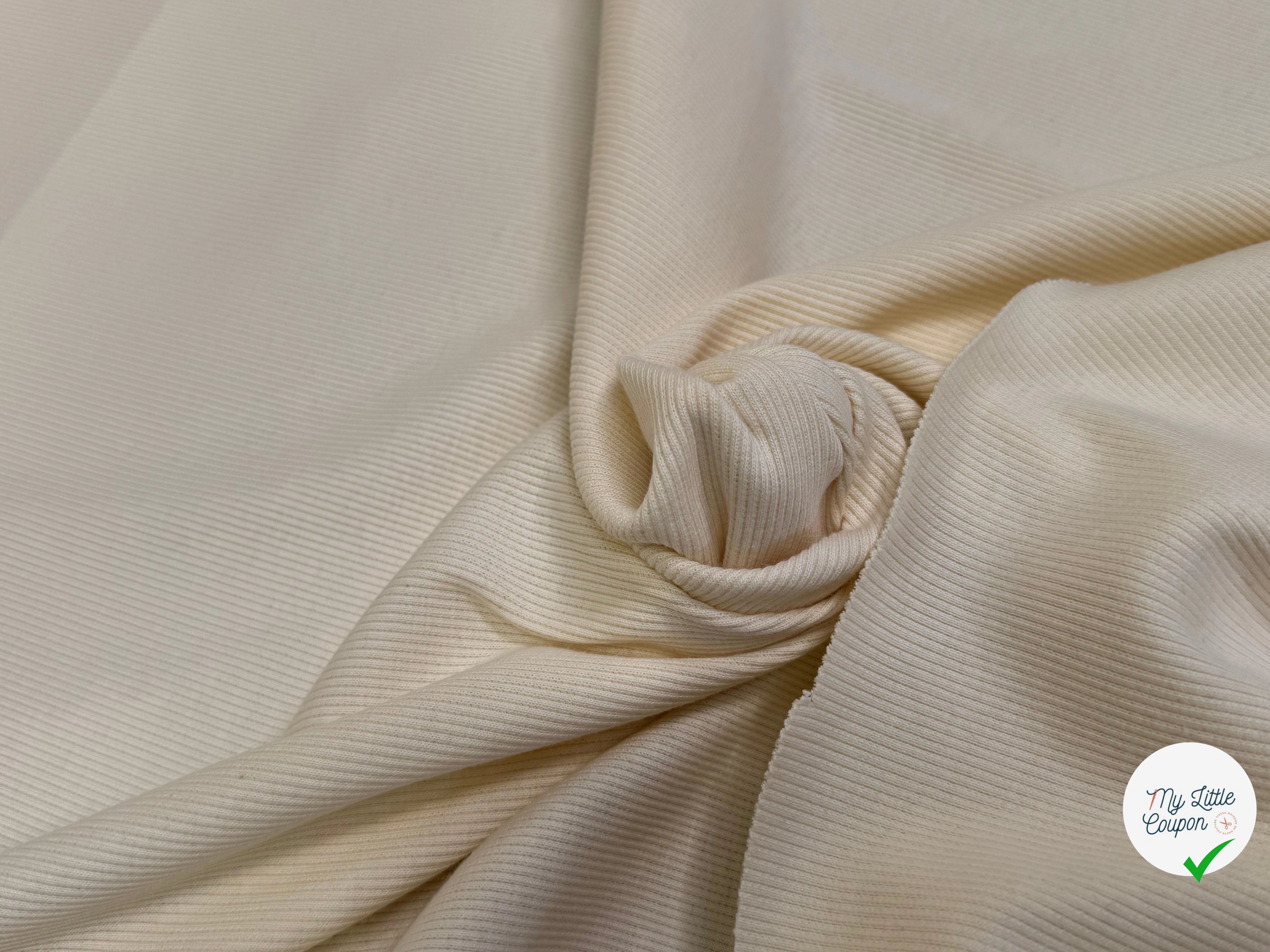MAILLE COTON CÔTE 1X1 STRETCH COULEUR NATURELLE - My Little Coupon
