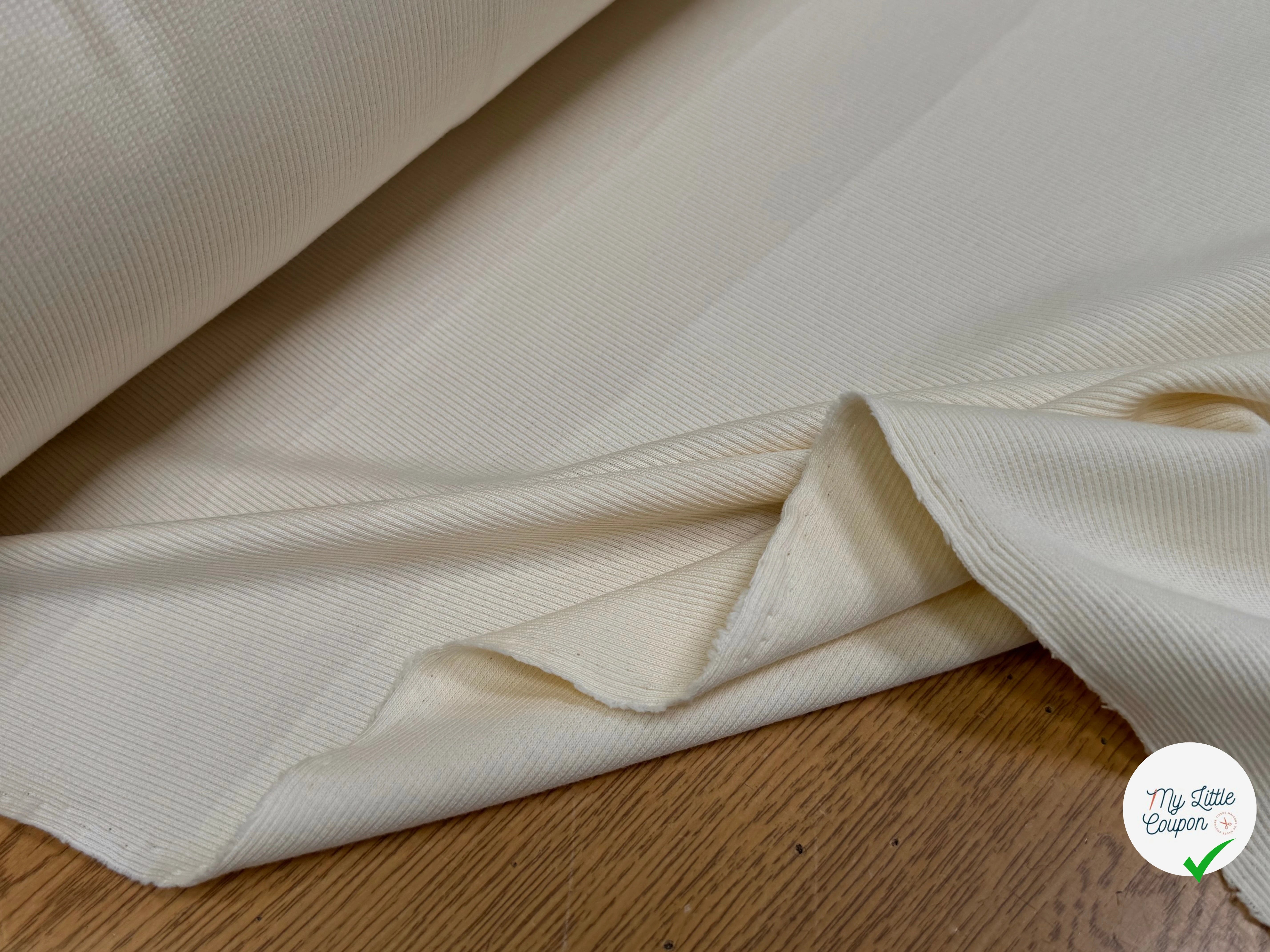 MAILLE COTON CÔTE 1X1 STRETCH COULEUR NATURELLE - My Little Coupon