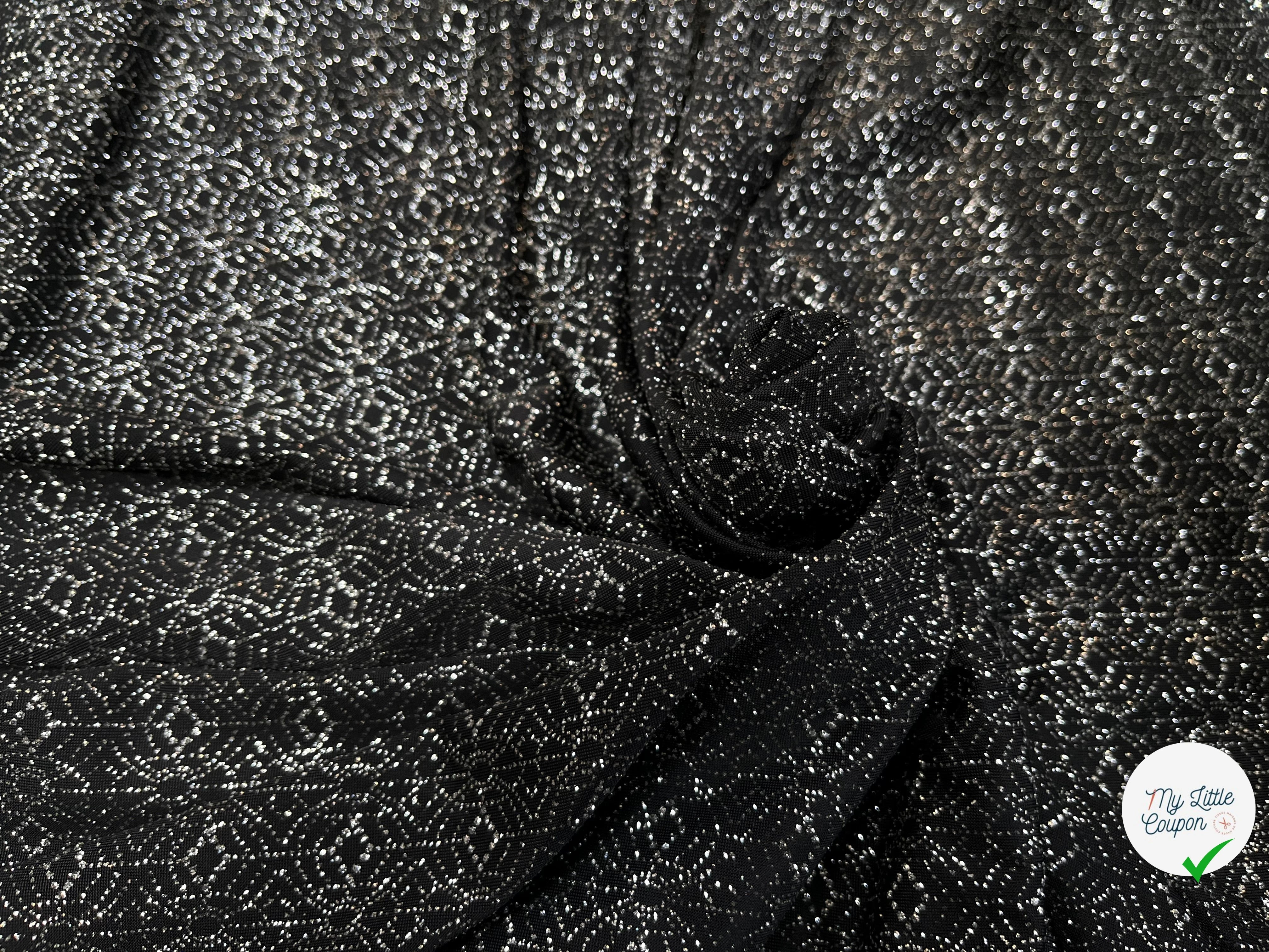 MAILLE FÊTE SÉQUIN MOTIF GLOBE ET GÉOMETRIQUE BLACK&SILVER - My Little Coupon