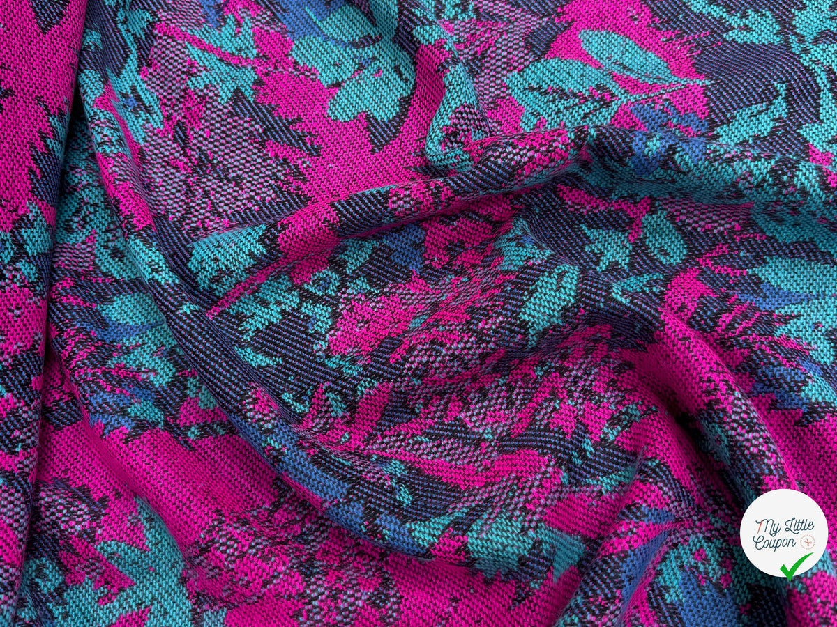 MAILLE GRATTÉE JACQUARD FLEURS FUCHSIA ET TURQUOISE - My Little Coupon