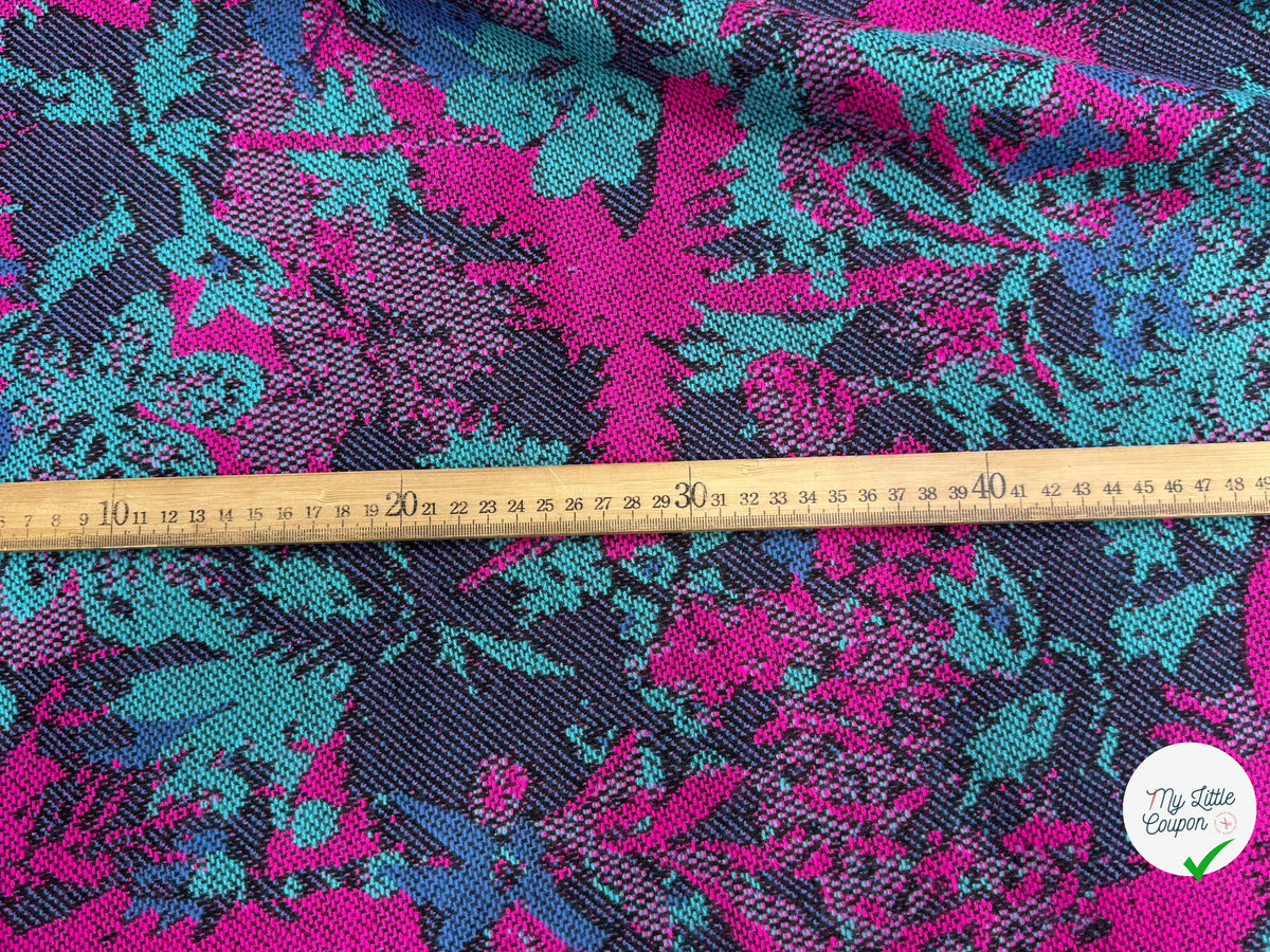 MAILLE GRATTÉE JACQUARD FLEURS FUCHSIA ET TURQUOISE - My Little Coupon