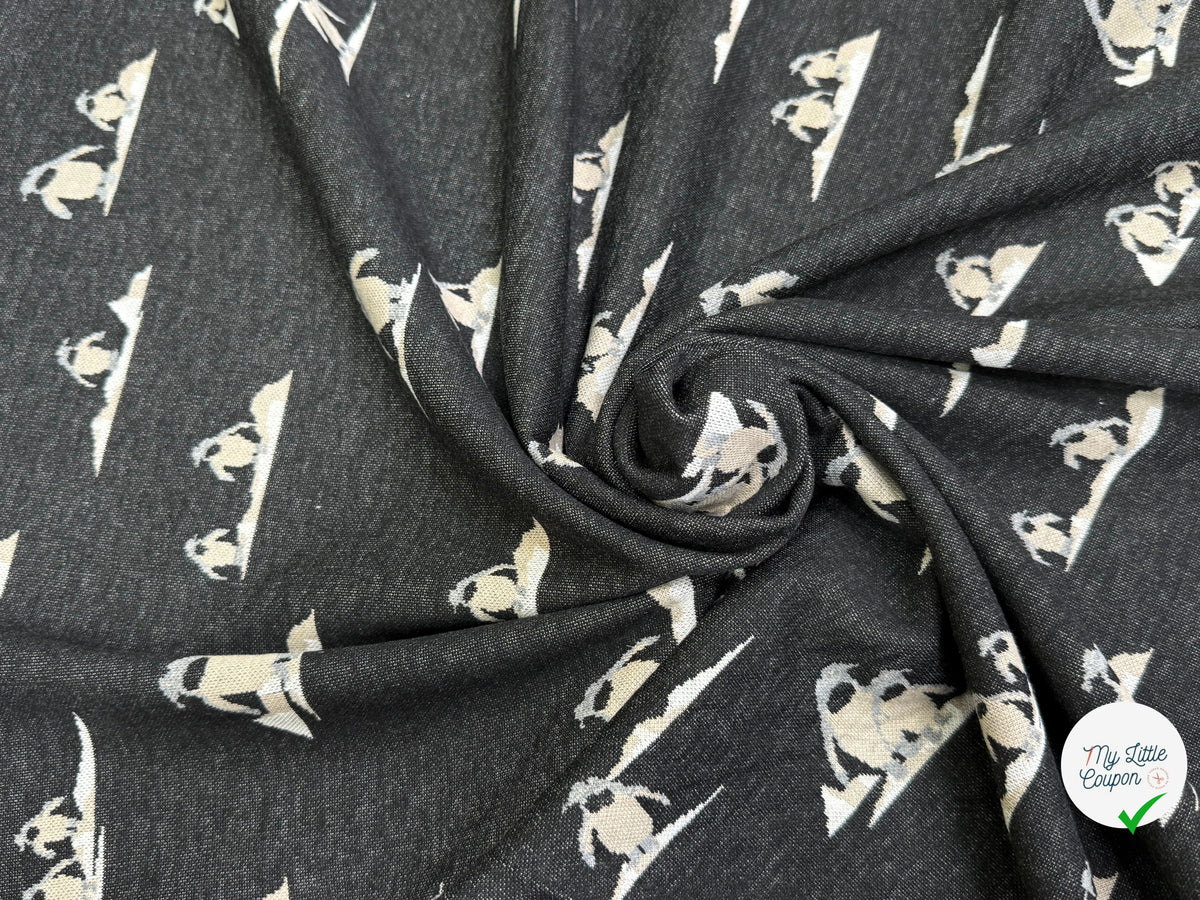 MAILLE JACQUARD ESPRIT MILANO IMPRIMÉ PINGOUINS GRIS ANTHRACITE - My Little Coupon