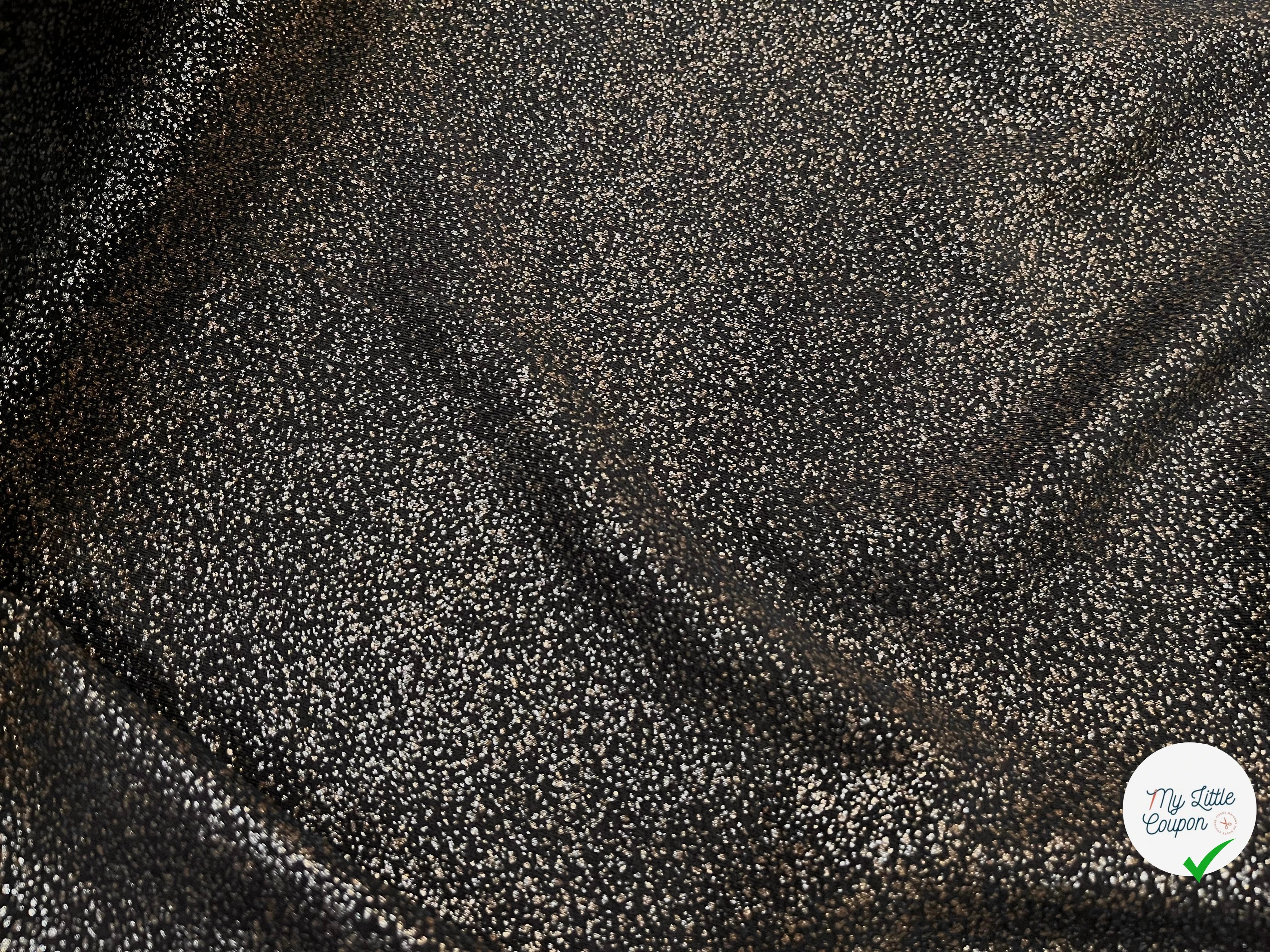 MAILLE JERSEY FOND NOIR POINT ARGENTÉ REFLET BRONZE - My Little Coupon