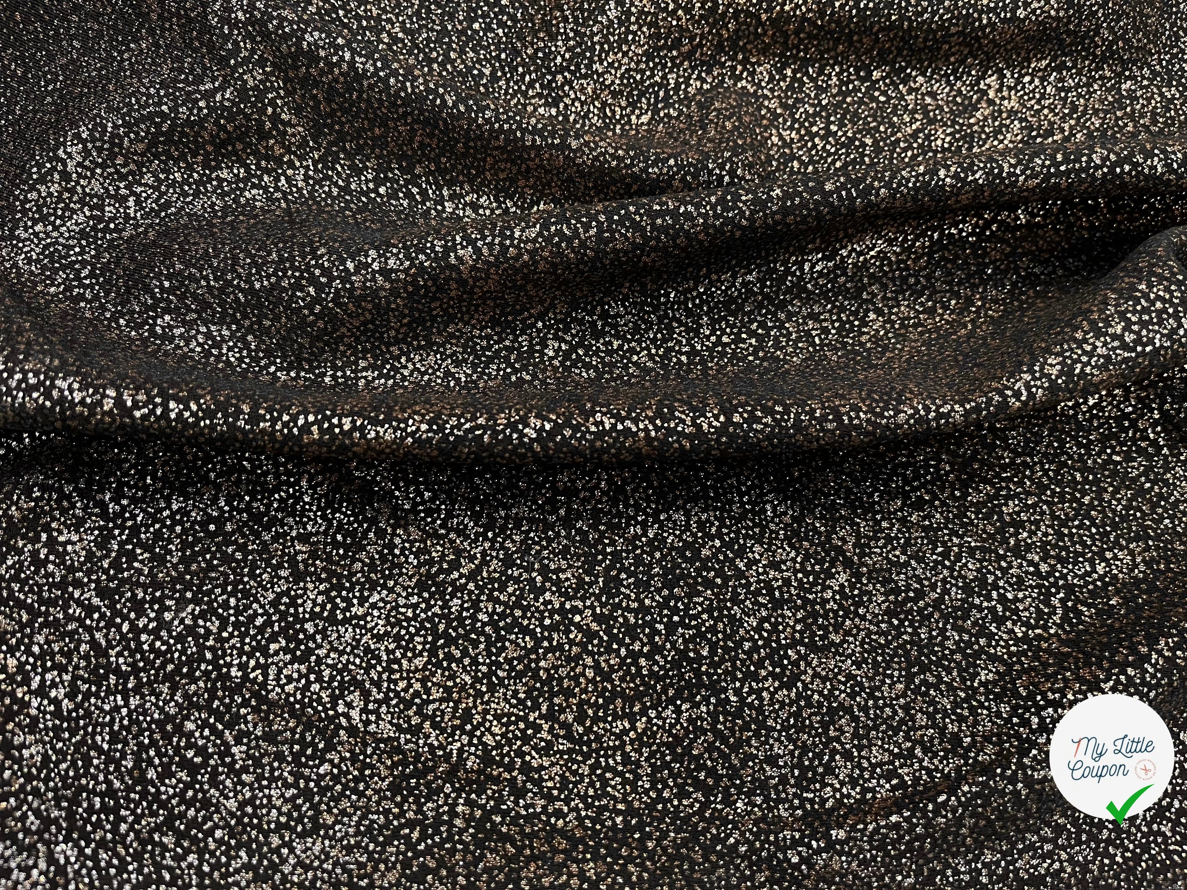 MAILLE JERSEY FOND NOIR POINT ARGENTÉ REFLET BRONZE - My Little Coupon