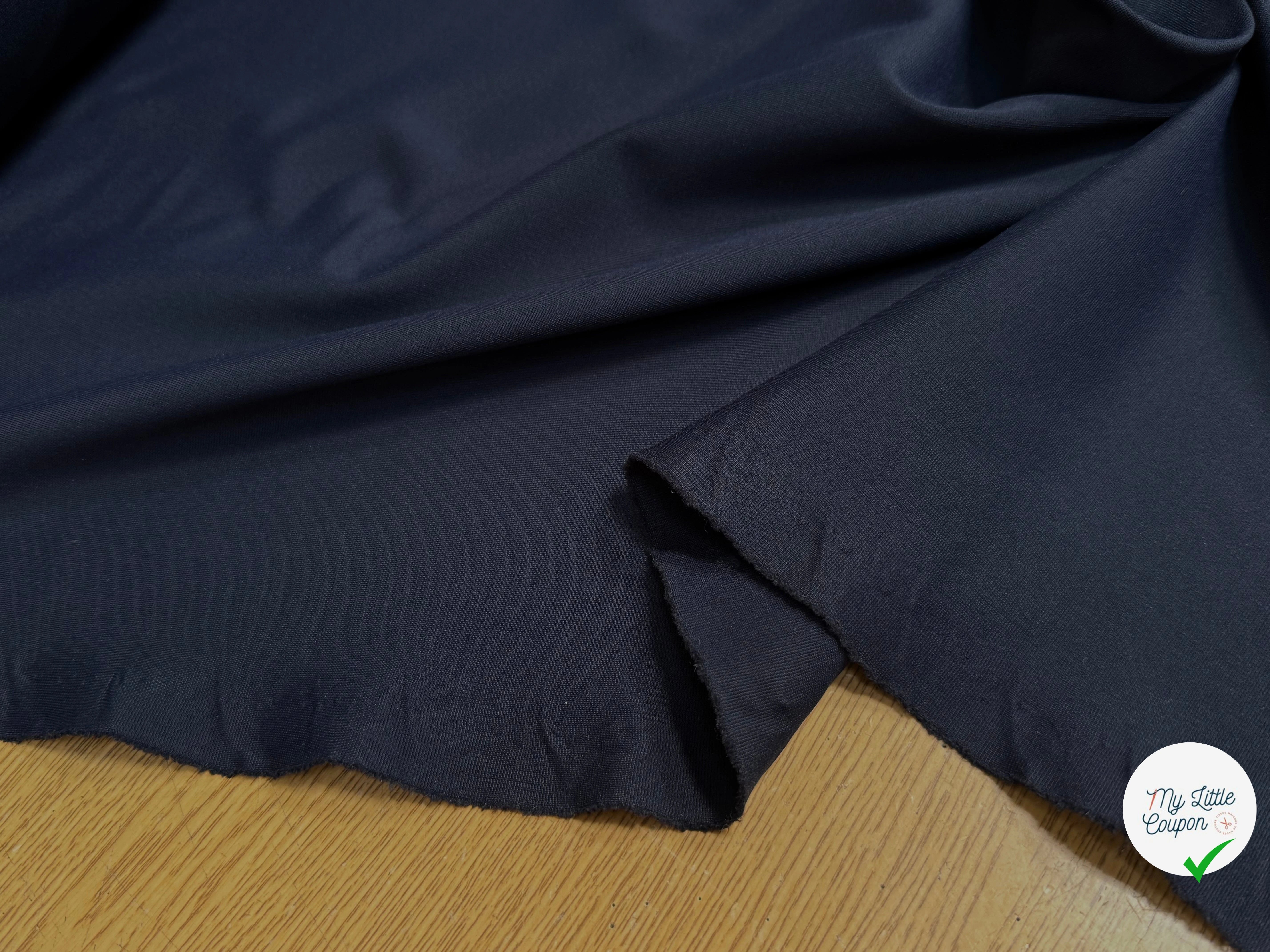 MAILLE LOURDE 100% POLYAMIDE STRETCH LÉGÈREMENT SATINÉ BLEU MARINE - My Little Coupon