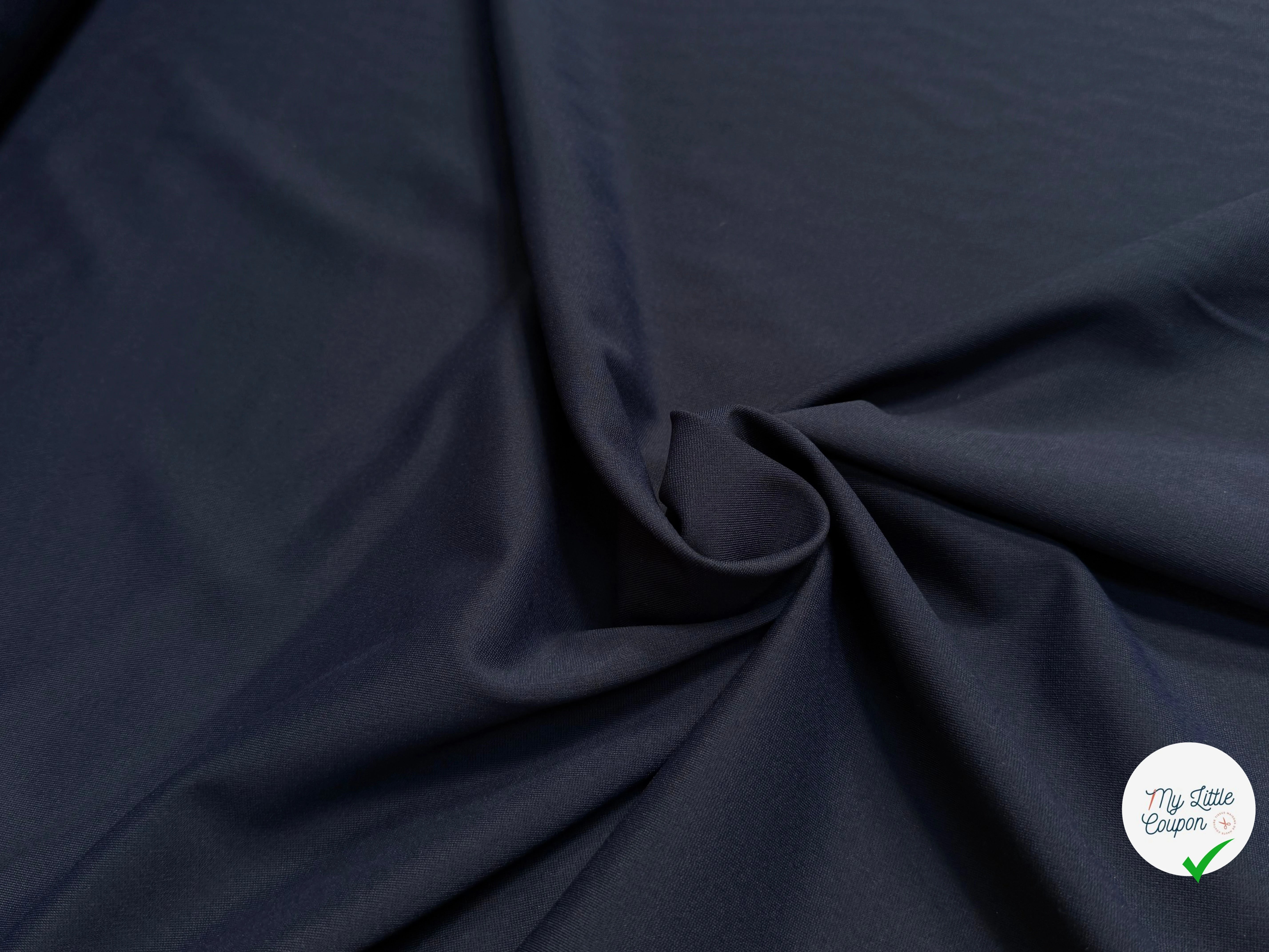 MAILLE LOURDE 100% POLYAMIDE STRETCH LÉGÈREMENT SATINÉ BLEU MARINE - My Little Coupon