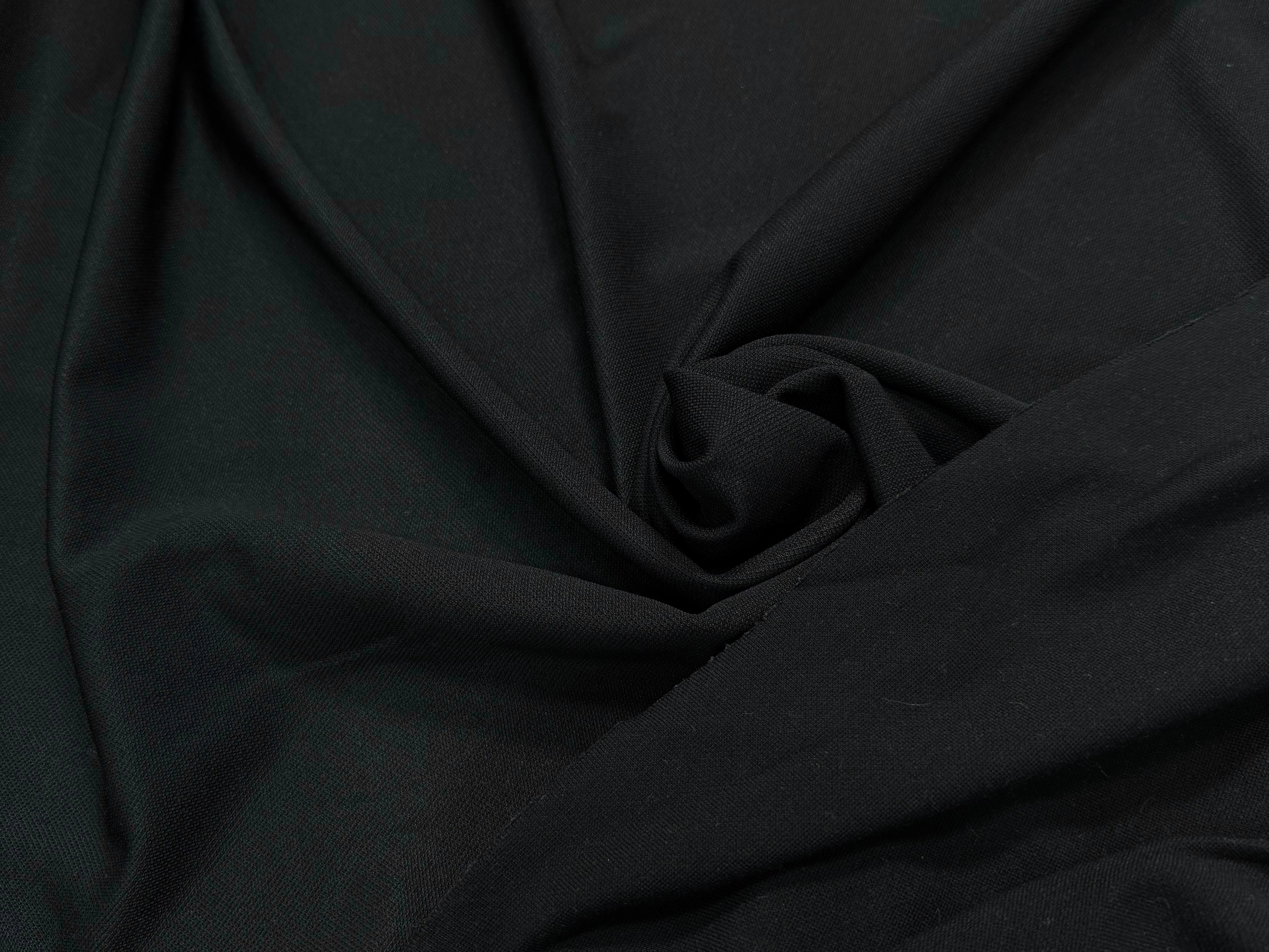 MAILLE LOURDE 76% VISCOSE ULTRA STRETCH NOIR LÈGEREMENT SATINÉ ASPECT PIQUÉ - My Little Coupon