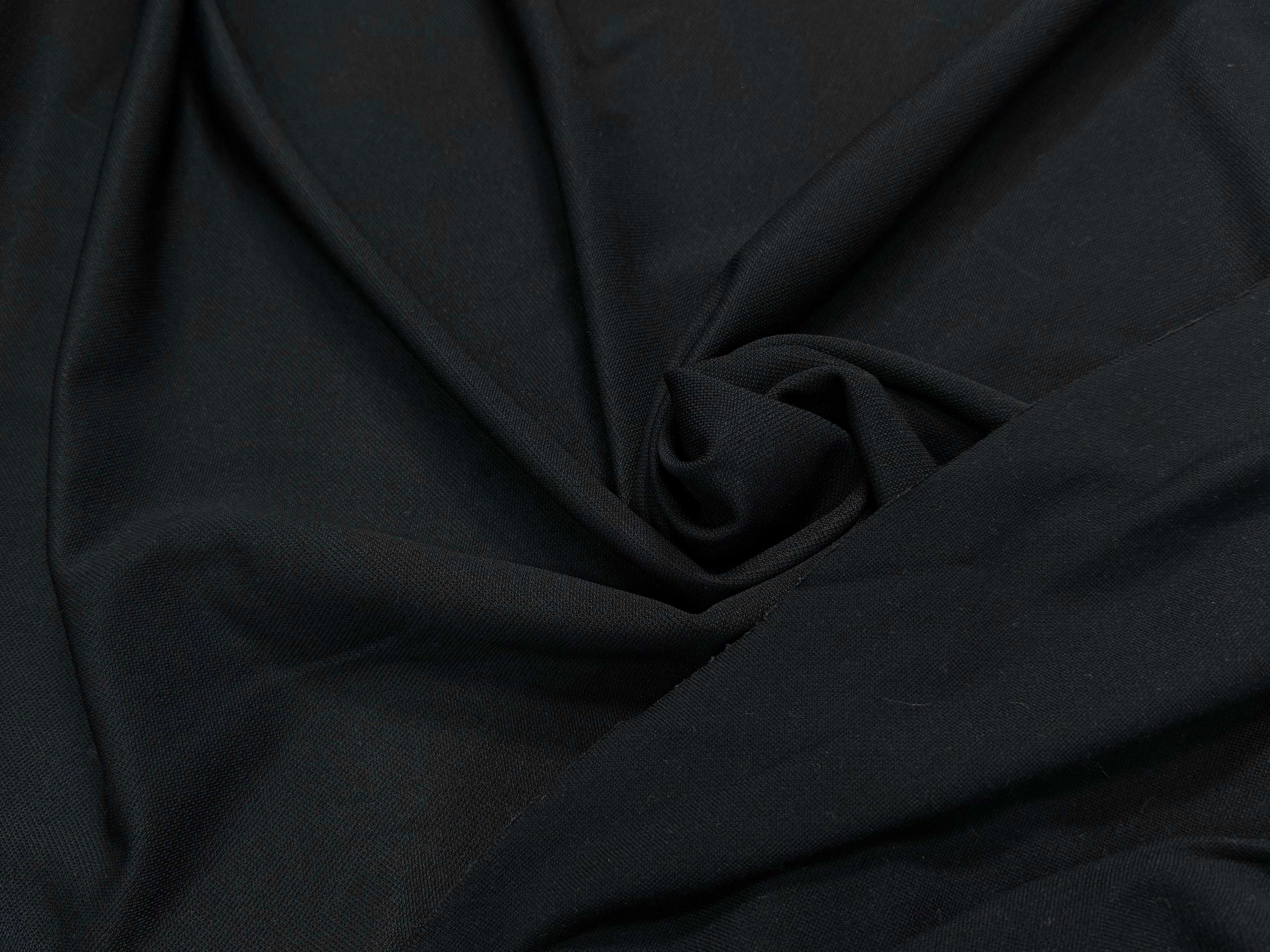 MAILLE LOURDE 76% VISCOSE ULTRA STRETCH NOIR LÈGEREMENT SATINÉ ASPECT PIQUÉ - My Little Coupon