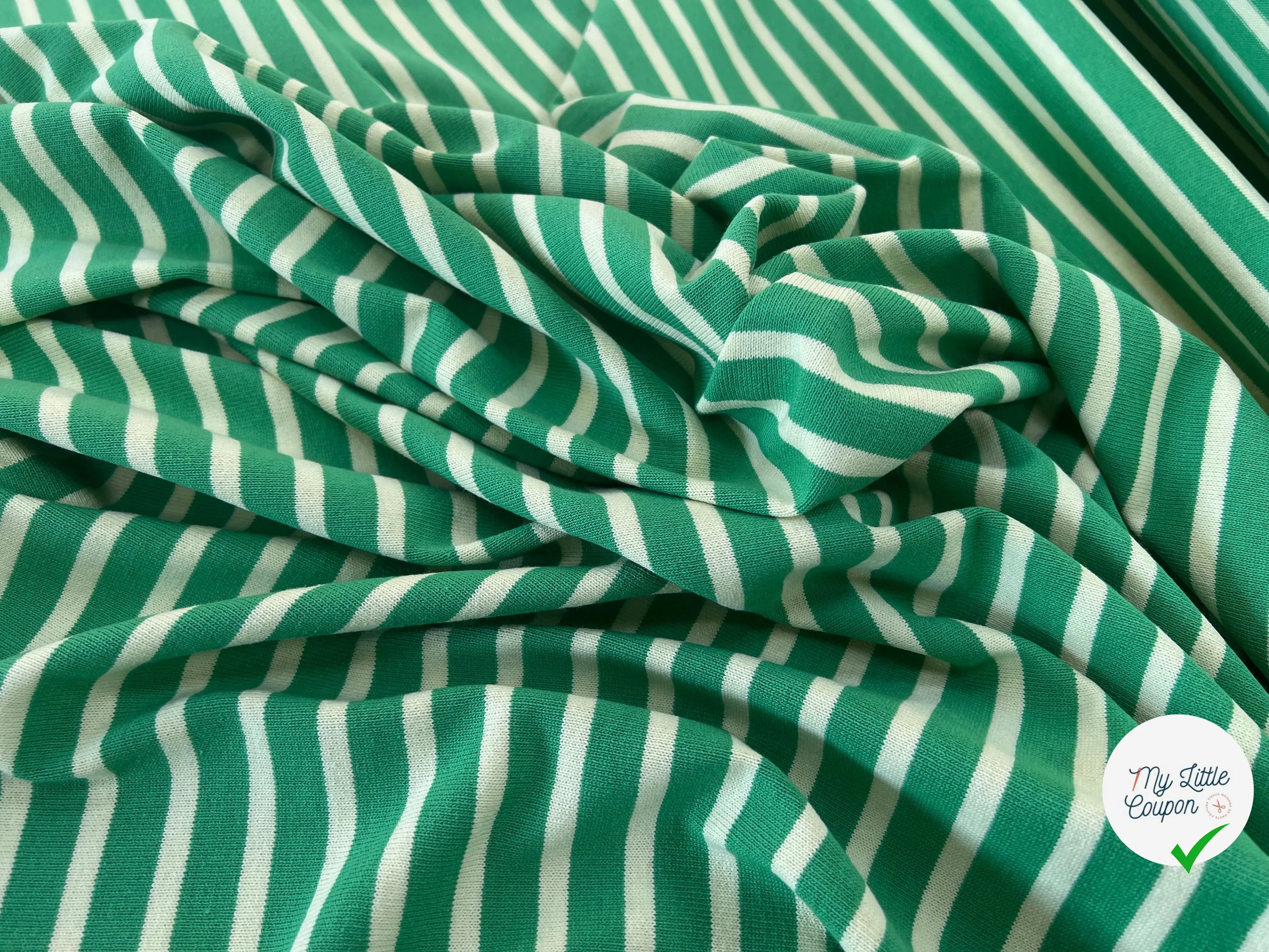 MAILLE LOURDE RAYURES CREME FOND VERT - My Little Coupon