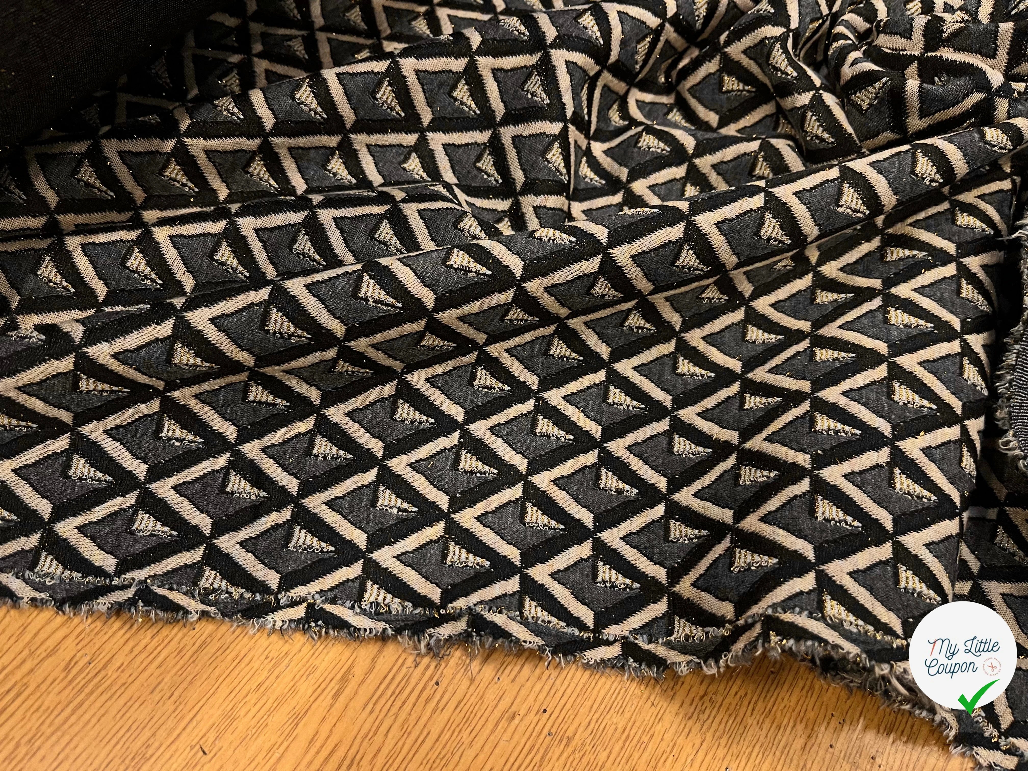 MAILLE MILANO 24% VISCOSE FIL OR MOTIF GÉOMETRIQUE - My Little Coupon