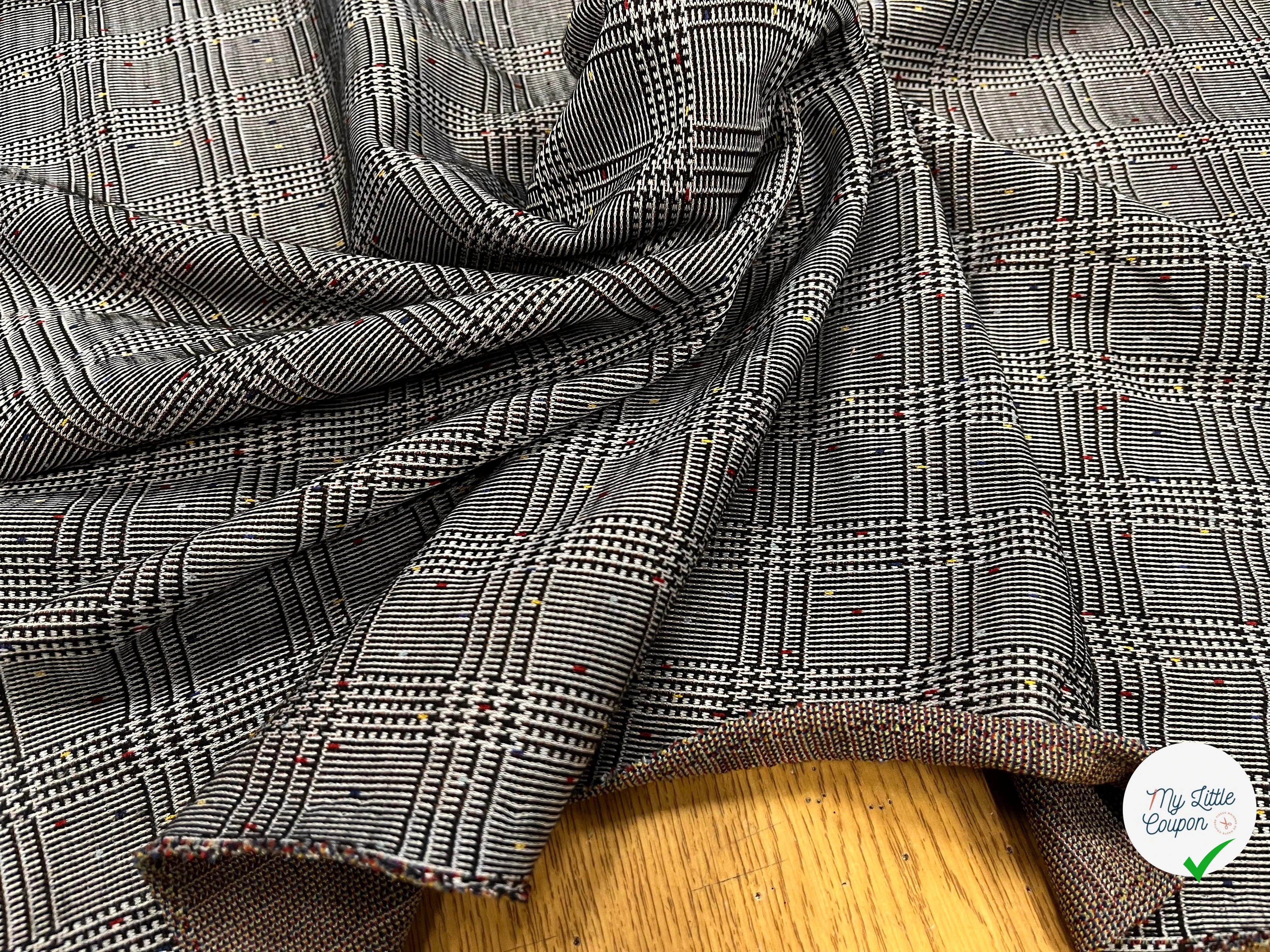 MAILLE MILANO PRINCE DE GALLE AVEC POIS MULTICOLORES STRETCH - My Little Coupon