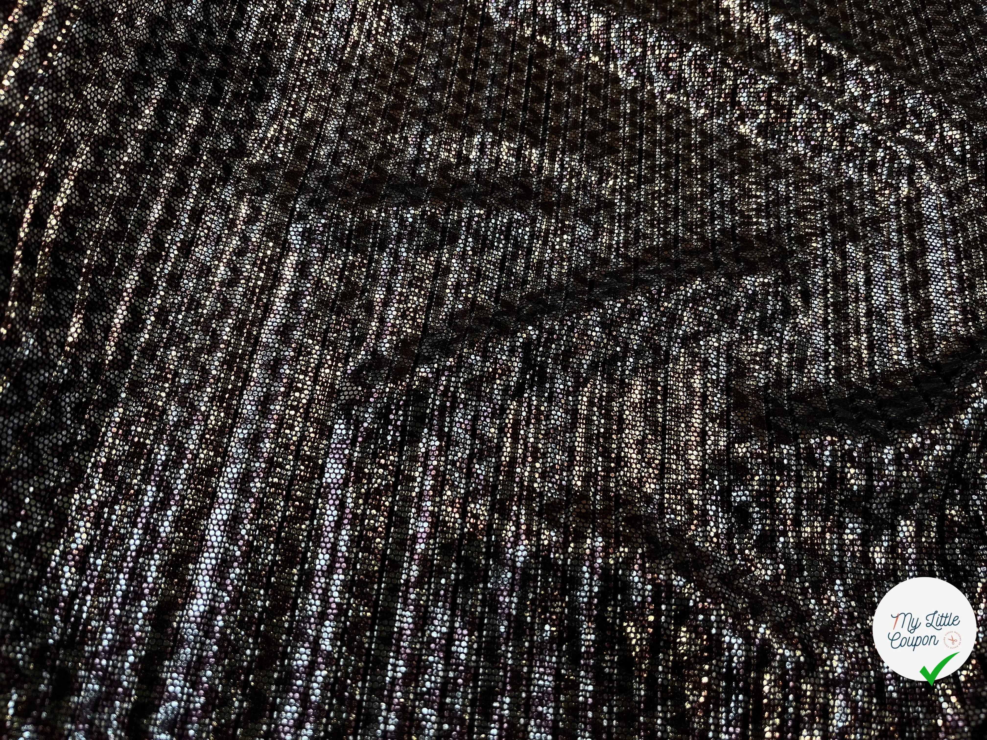 MAILLE PLISSÉ STRECH POLYESTER NOIR ET ARGENTÉ - My Little Coupon