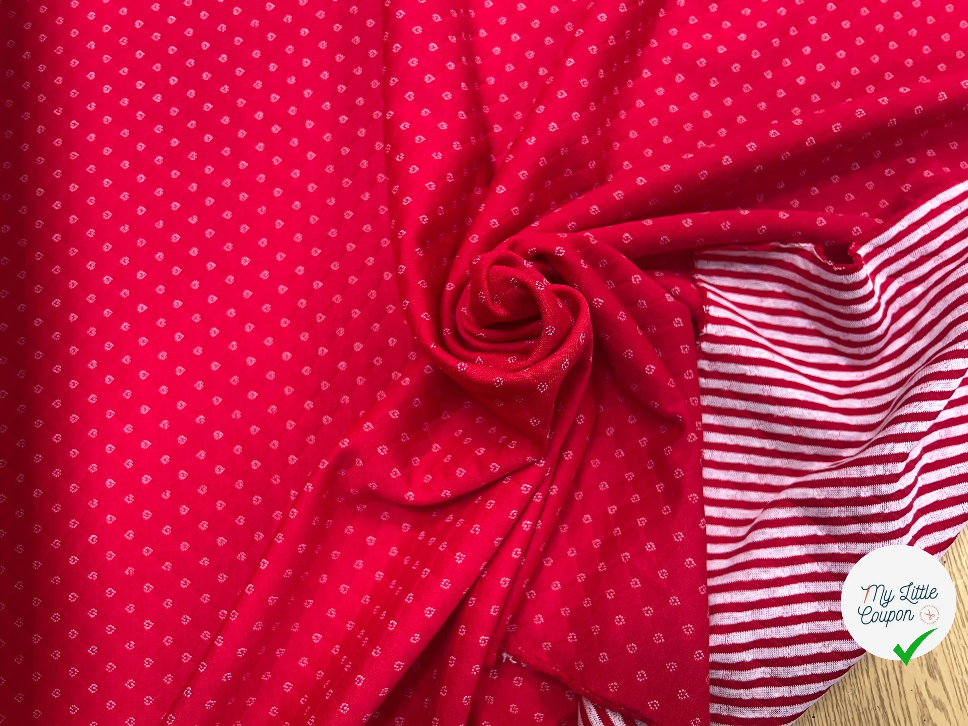 MAILLE POLYCOTON PETIT COEUR ENVERS RAYURES ROUGE - My Little Coupon