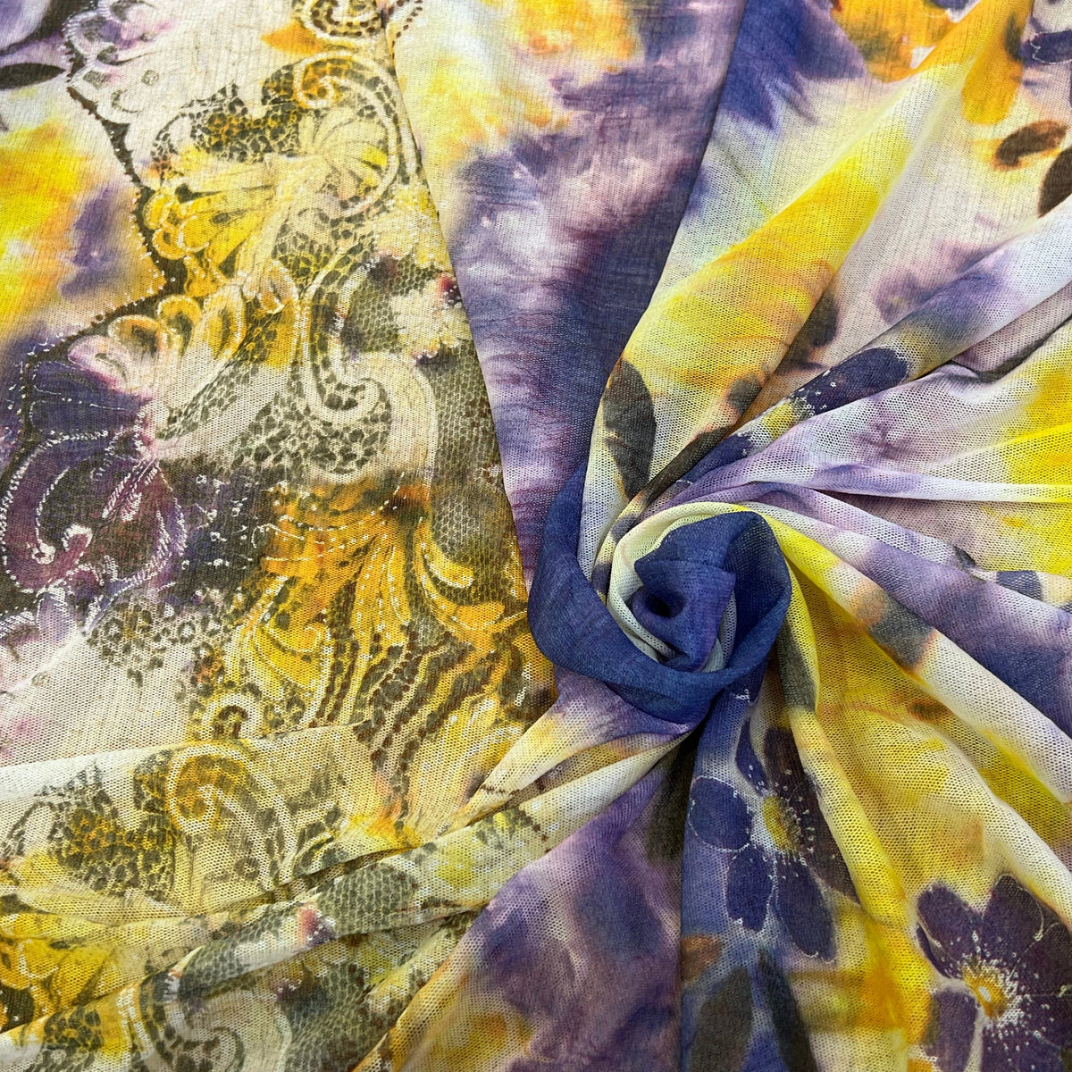MAILLE RESILE ULTRA STRETCH FLORAL JAUNE VIOLET - My Little Coupon
