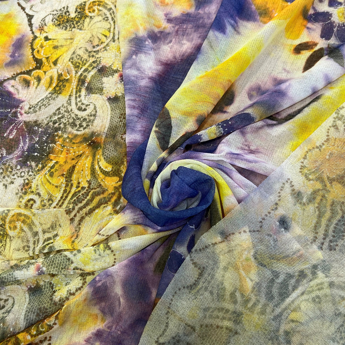 MAILLE RESILE ULTRA STRETCH FLORAL JAUNE VIOLET - My Little Coupon