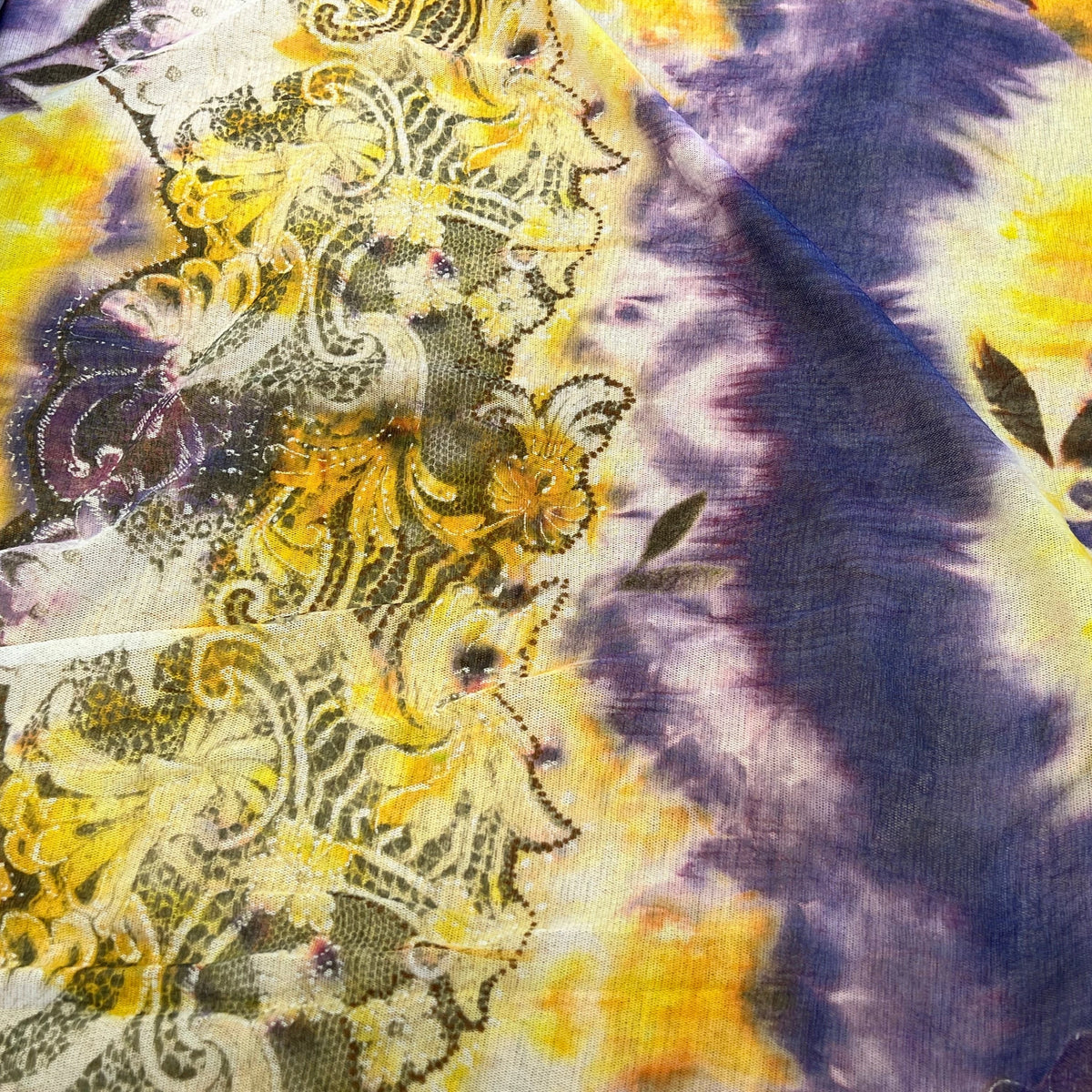 MAILLE RESILE ULTRA STRETCH FLORAL JAUNE VIOLET - My Little Coupon