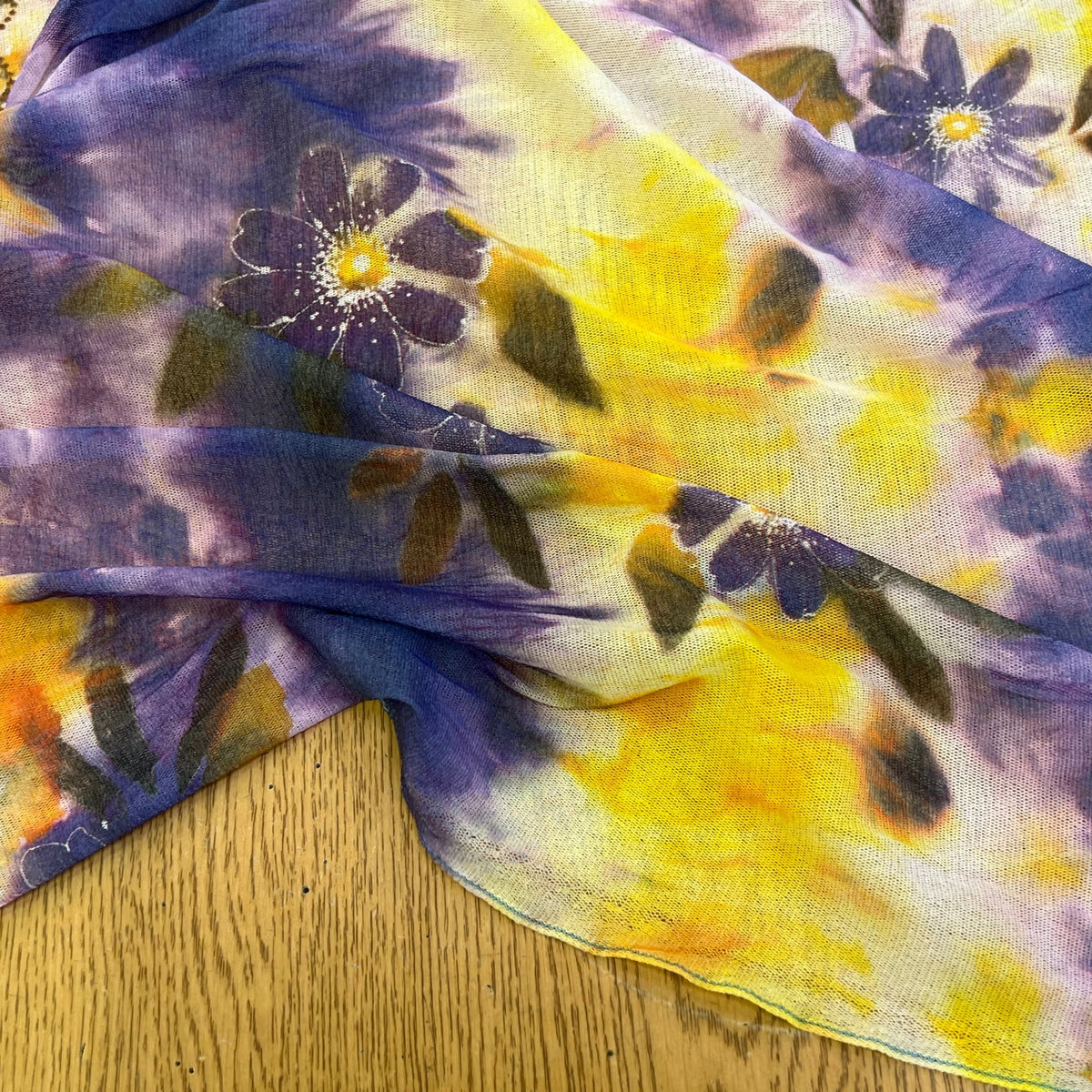 MAILLE RESILE ULTRA STRETCH FLORAL JAUNE VIOLET - My Little Coupon