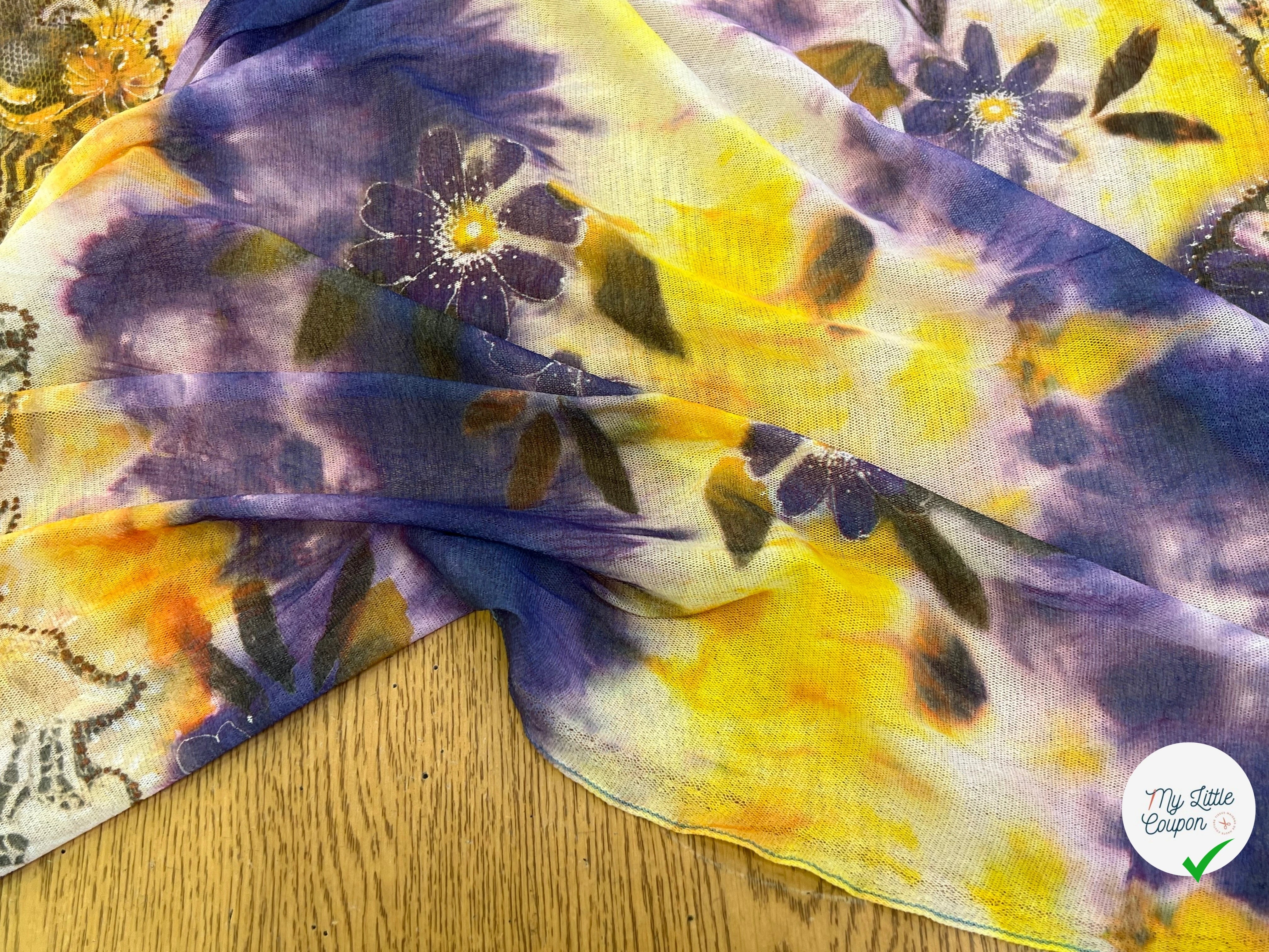 MAILLE RESILE ULTRA STRETCH FLORAL JAUNE VIOLET - My Little Coupon