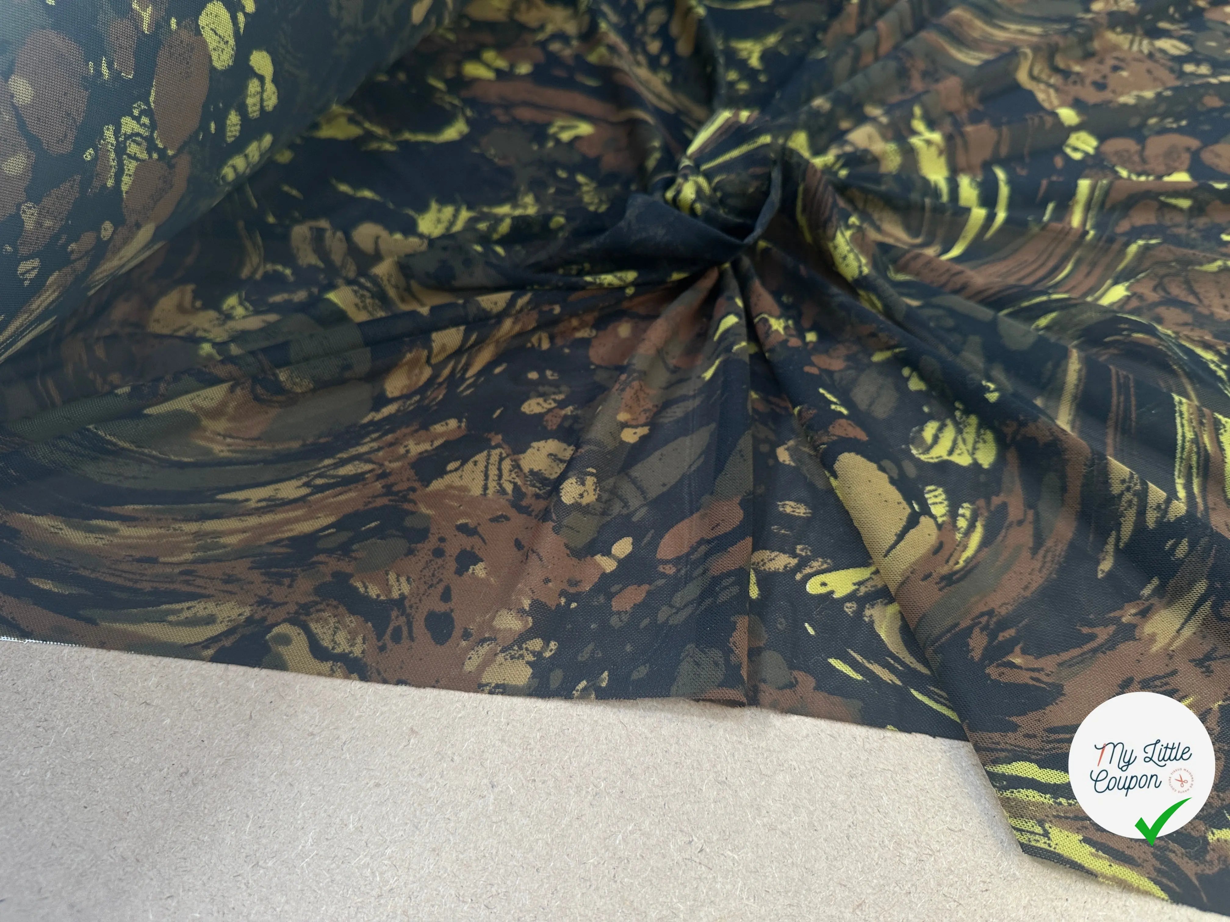 MAILLE RESILLE JUNGLE PALUDE VERT MARRON - My Little Coupon