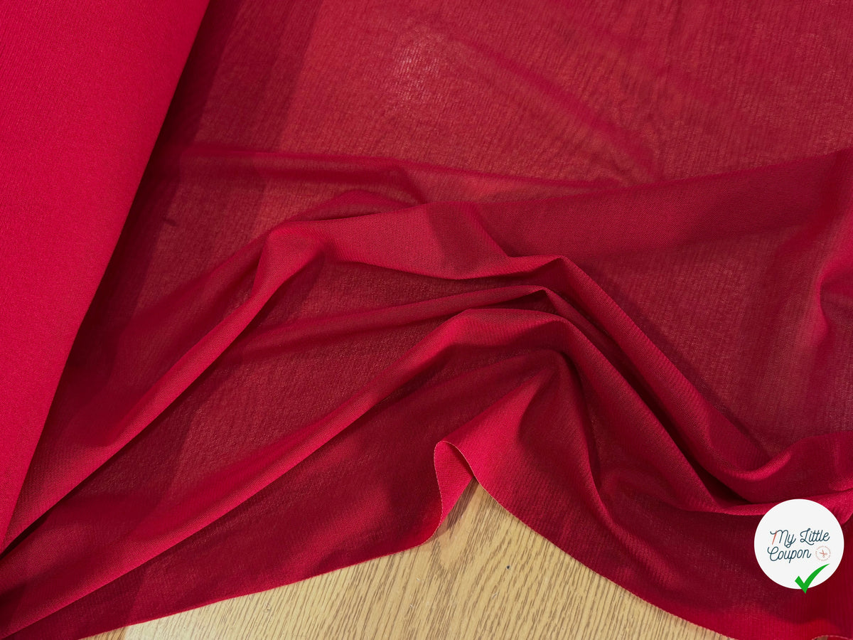 MAILLE RÉSILLE STRETCH ROUGE TOMATE - My Little Coupon