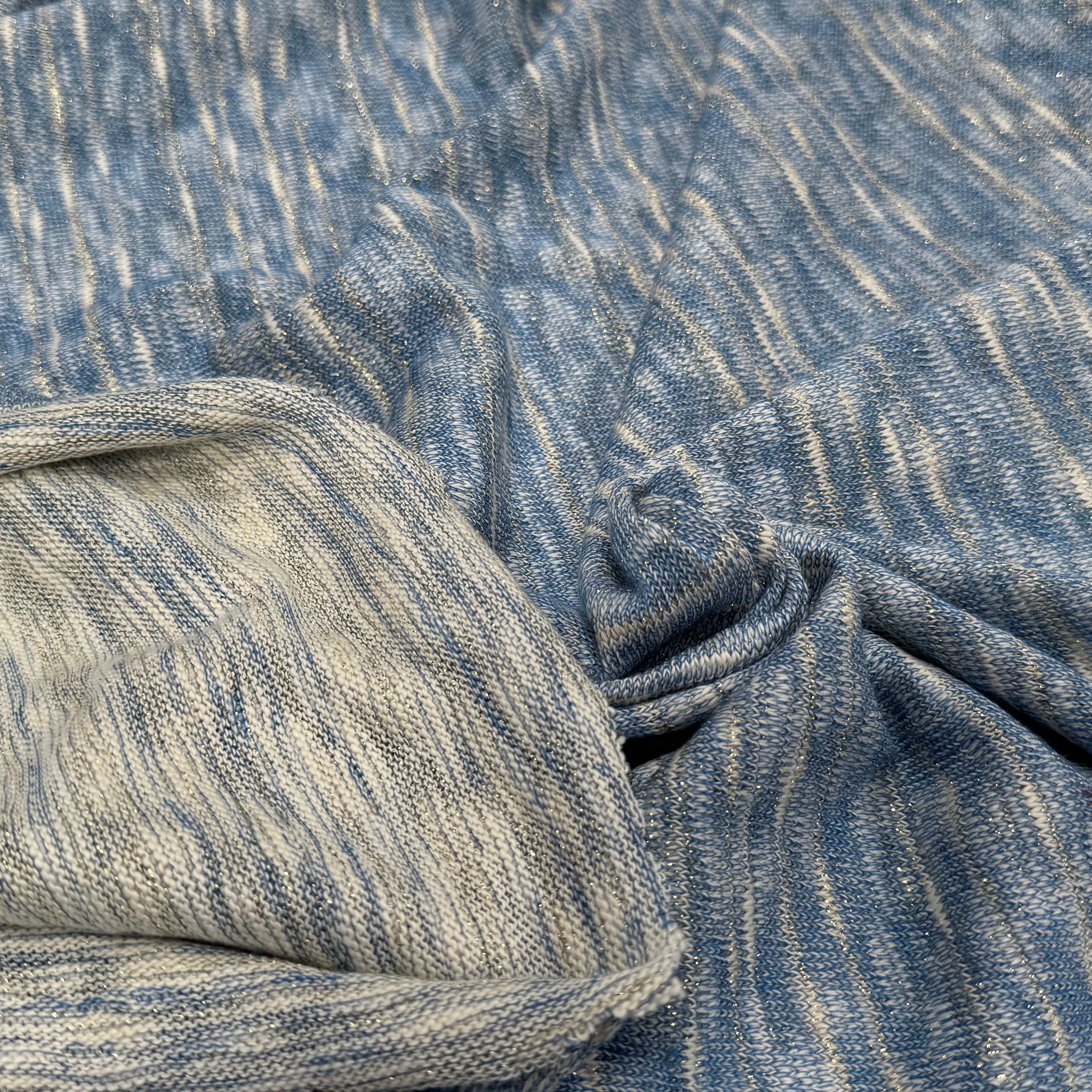 MAILLE TRICOT LÉGÈRE MOULINE BLEU ET LUREX - My Little Coupon