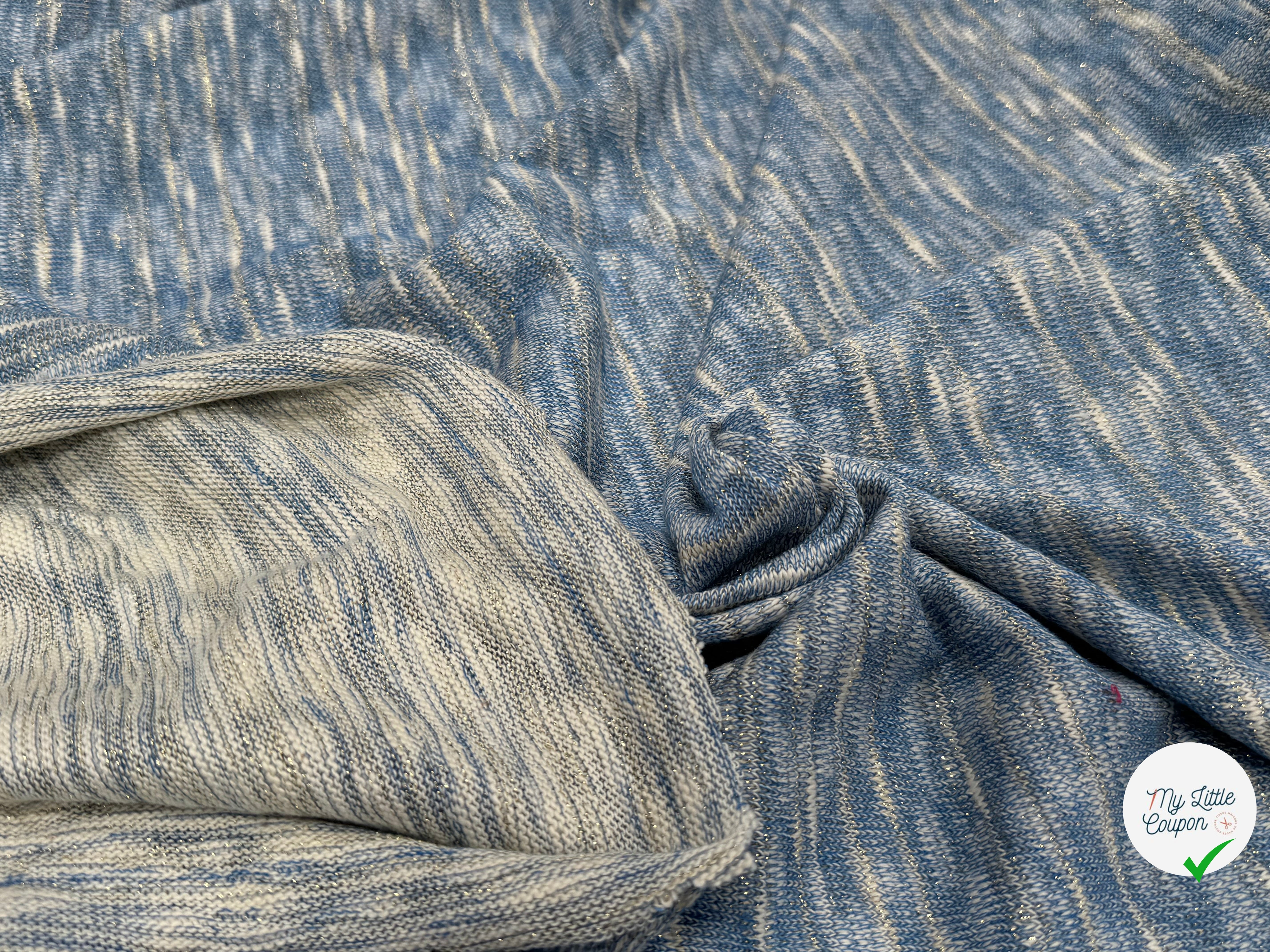 MAILLE TRICOT LÉGÈRE MOULINE BLEU ET LUREX - My Little Coupon