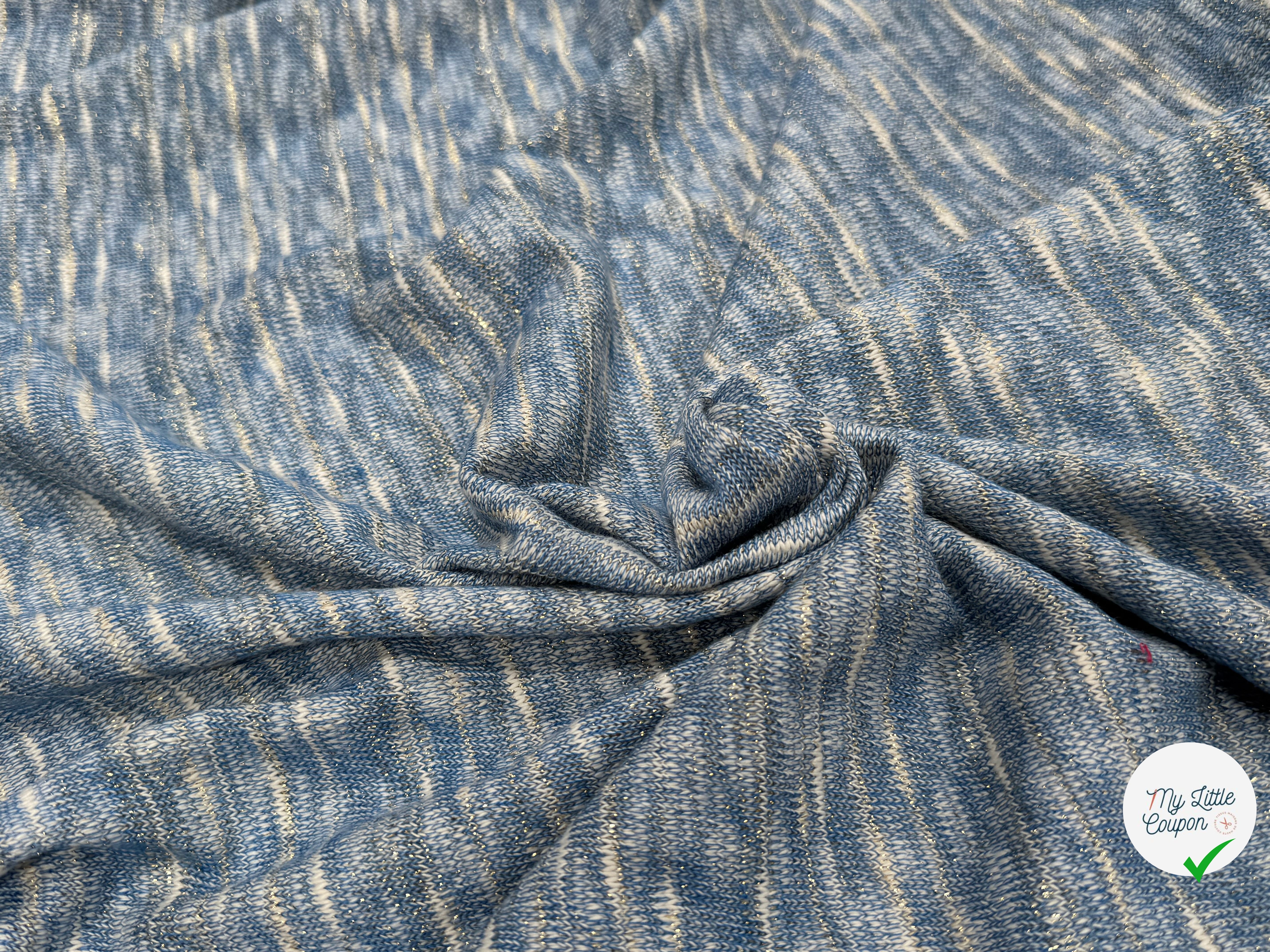 MAILLE TRICOT LÉGÈRE MOULINE BLEU ET LUREX - My Little Coupon