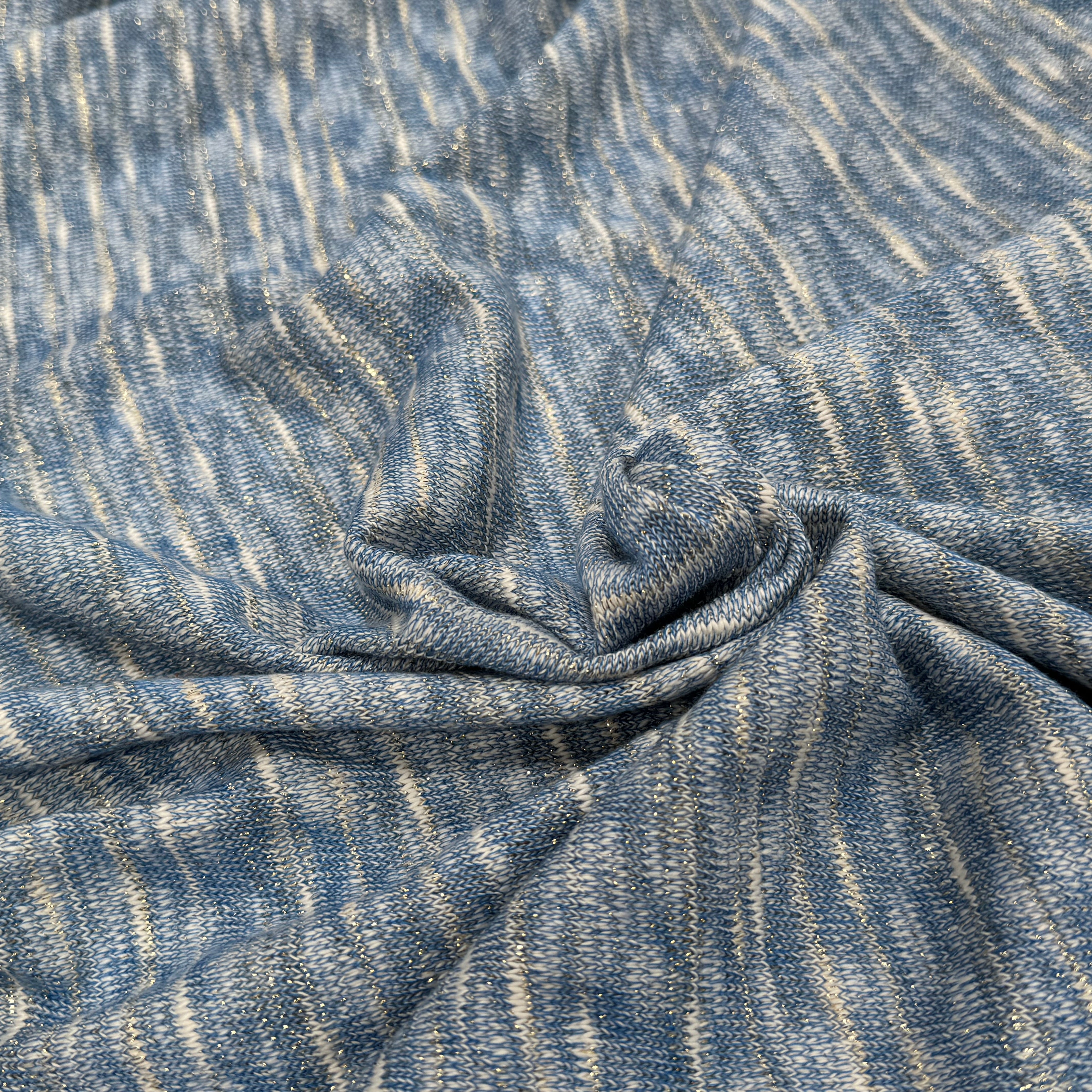 MAILLE TRICOT LÉGÈRE MOULINE BLEU ET LUREX - My Little Coupon