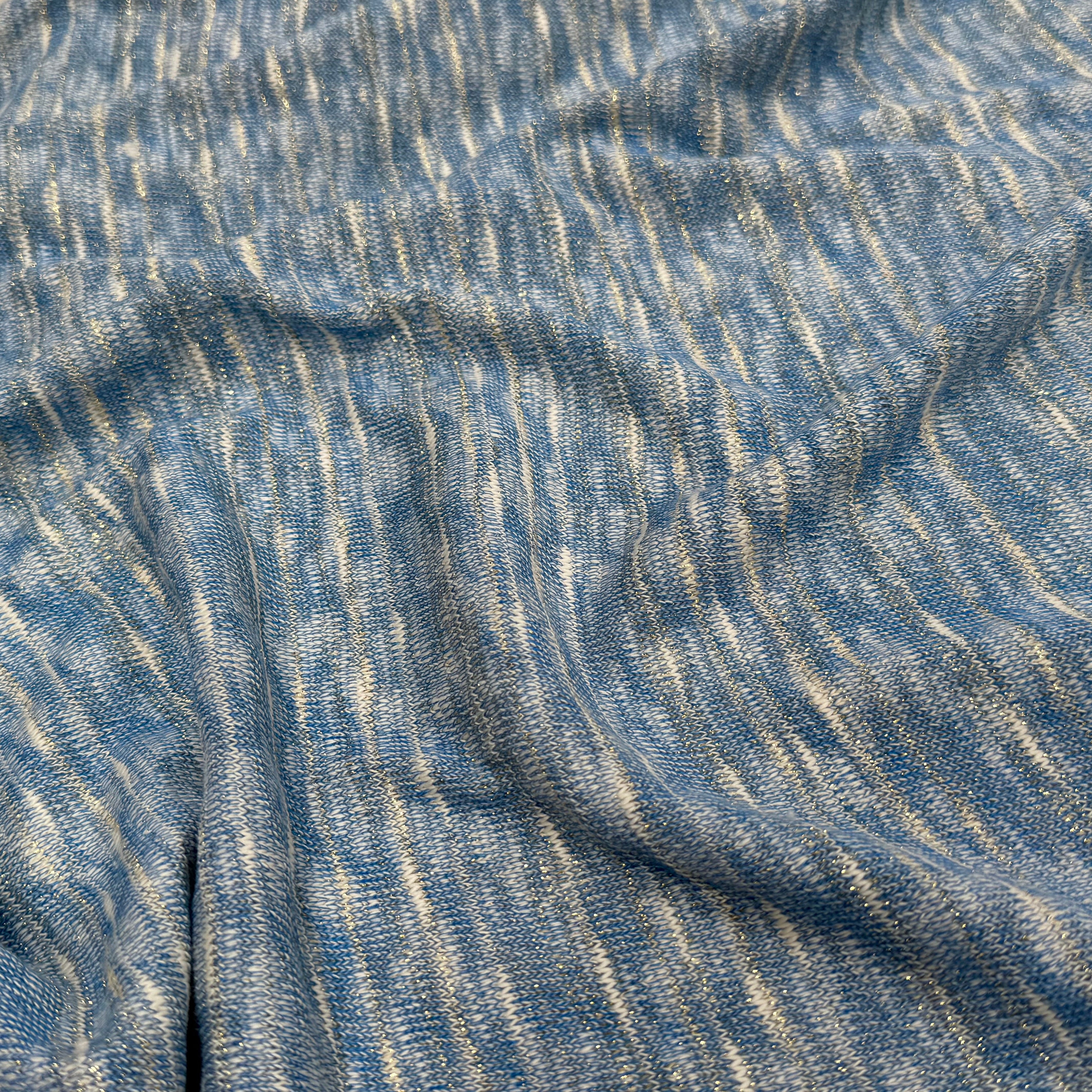 MAILLE TRICOT LÉGÈRE MOULINE BLEU ET LUREX - My Little Coupon