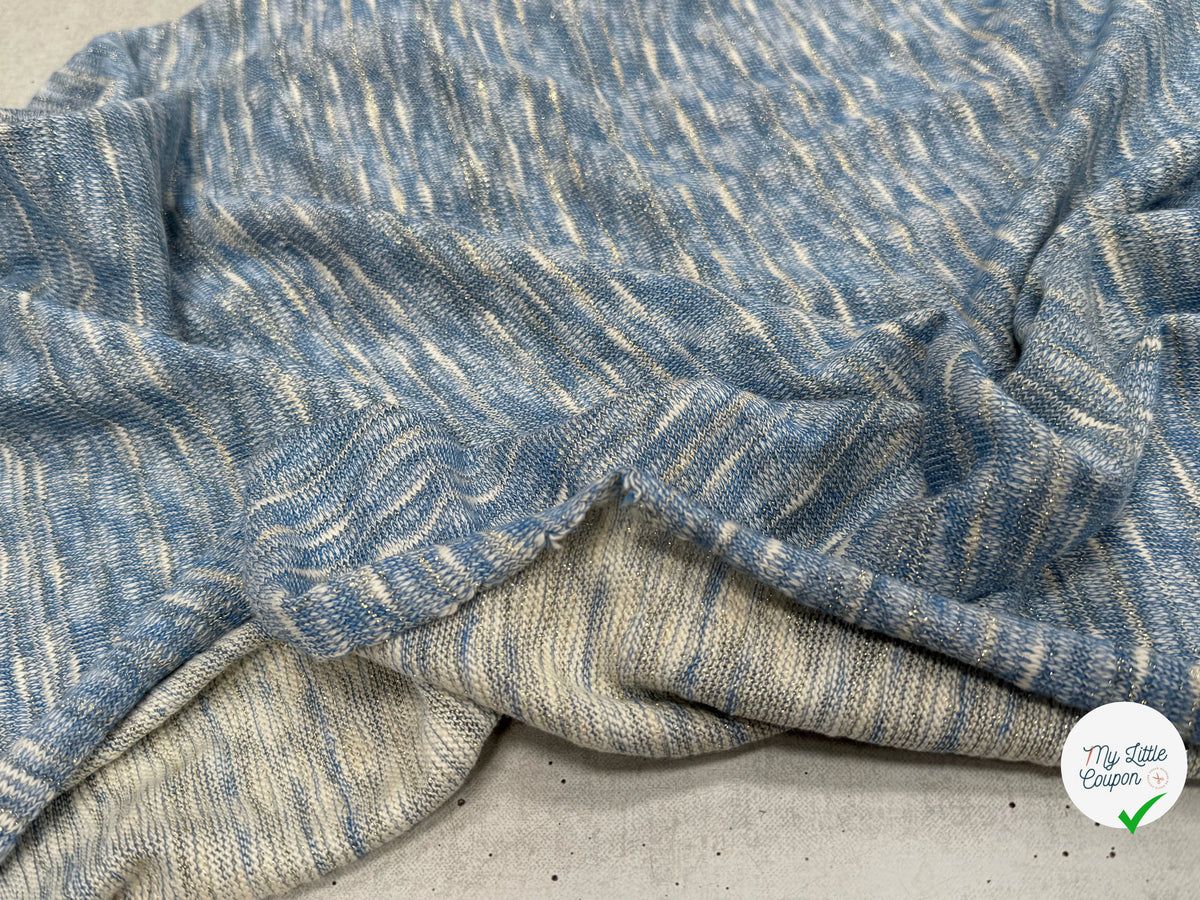 MAILLE TRICOT LÉGÈRE MOULINE BLEU ET LUREX - My Little Coupon
