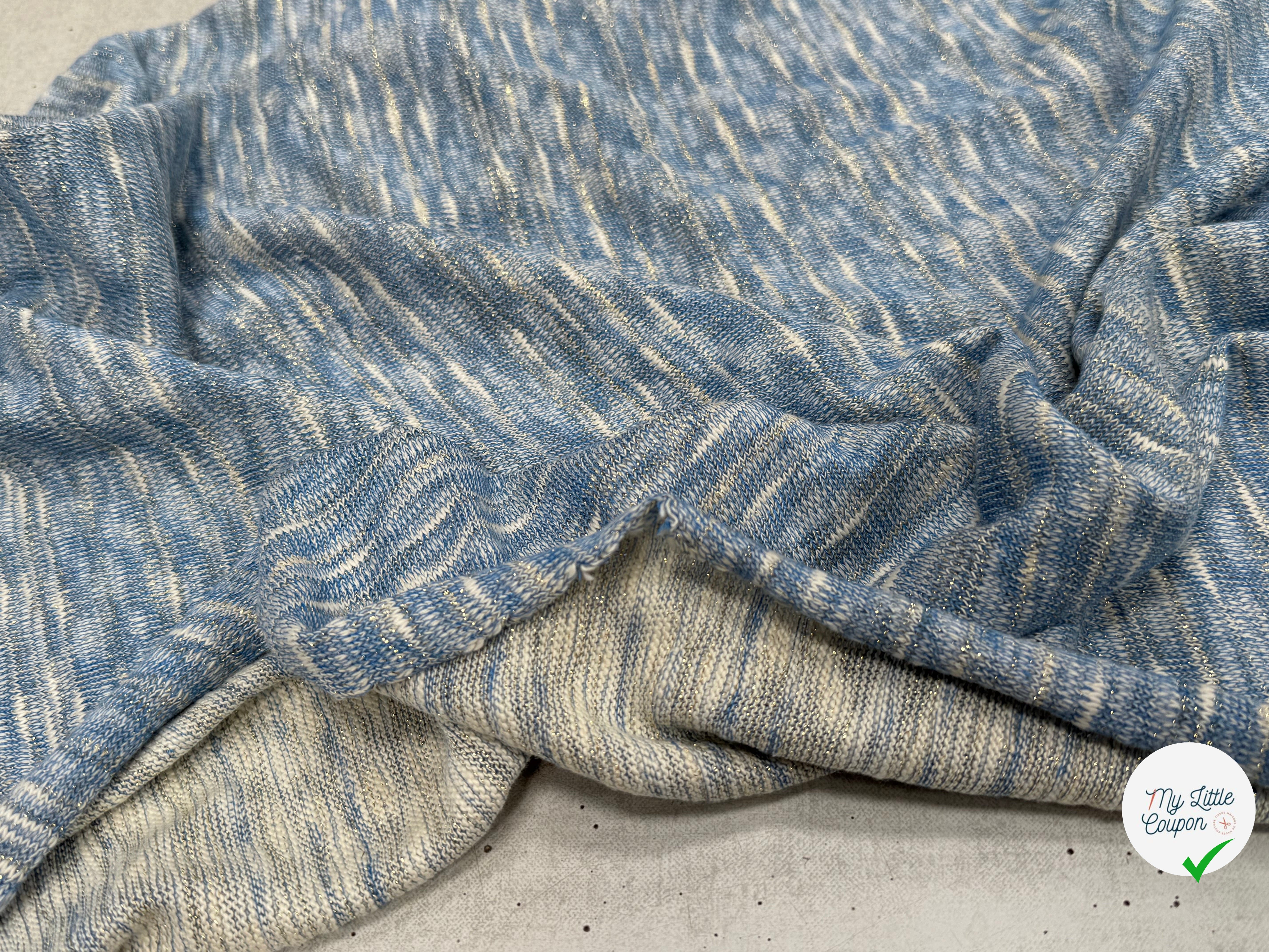 MAILLE TRICOT LÉGÈRE MOULINE BLEU ET LUREX - My Little Coupon